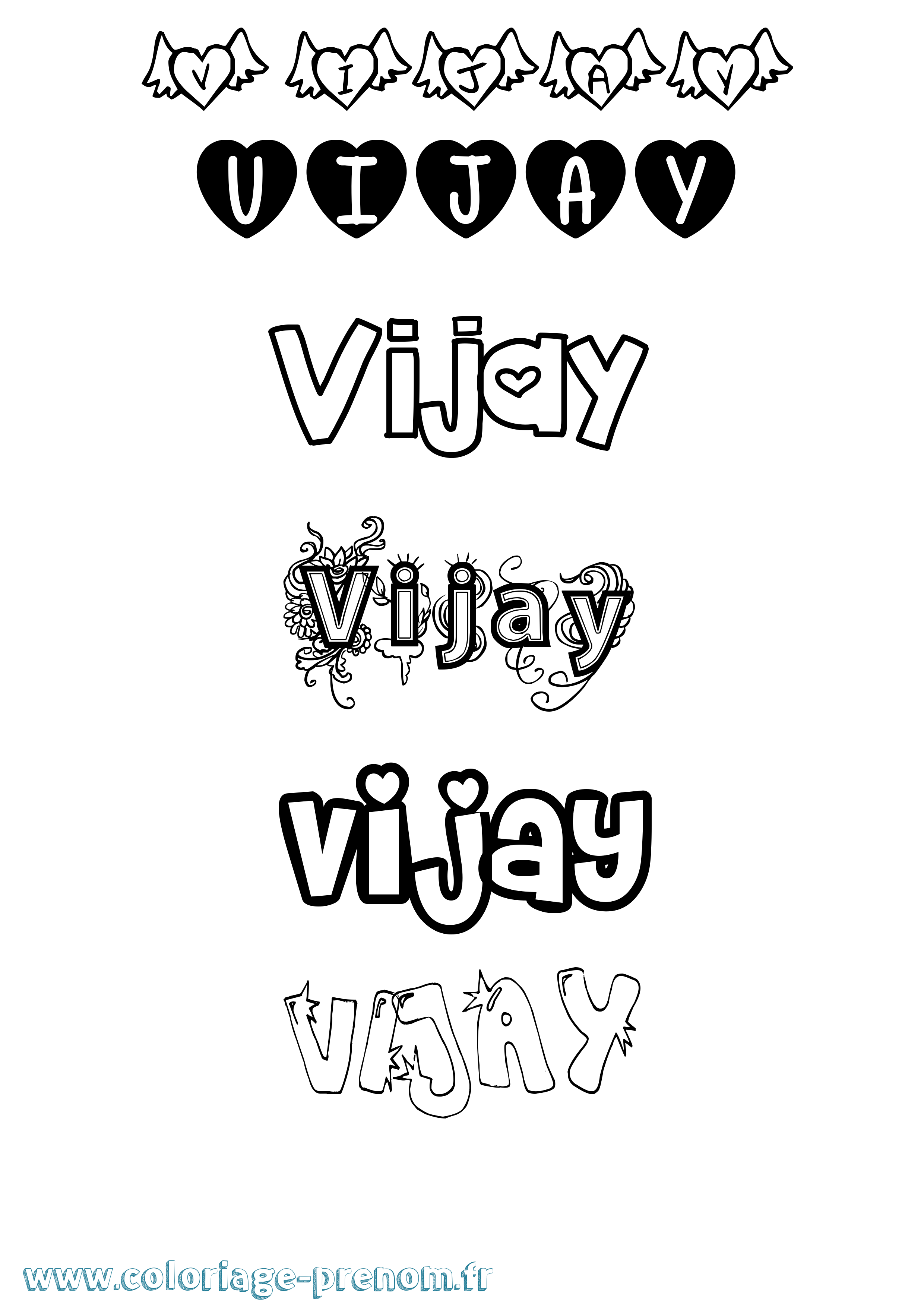 Coloriage prénom Vijay Girly