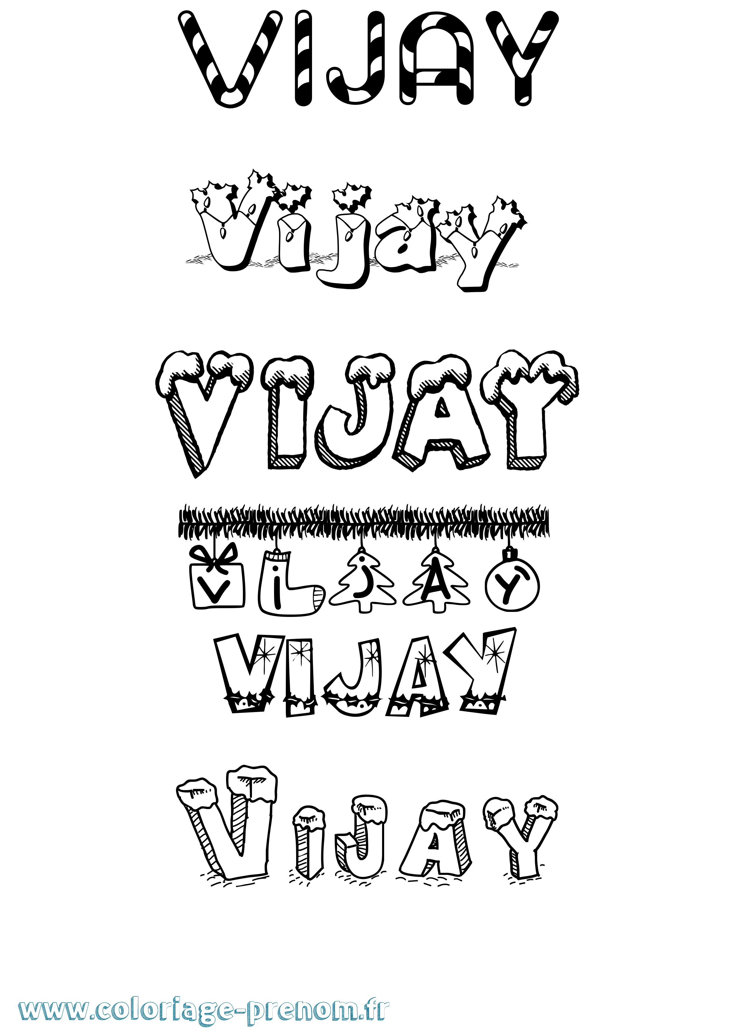 Coloriage prénom Vijay Noël