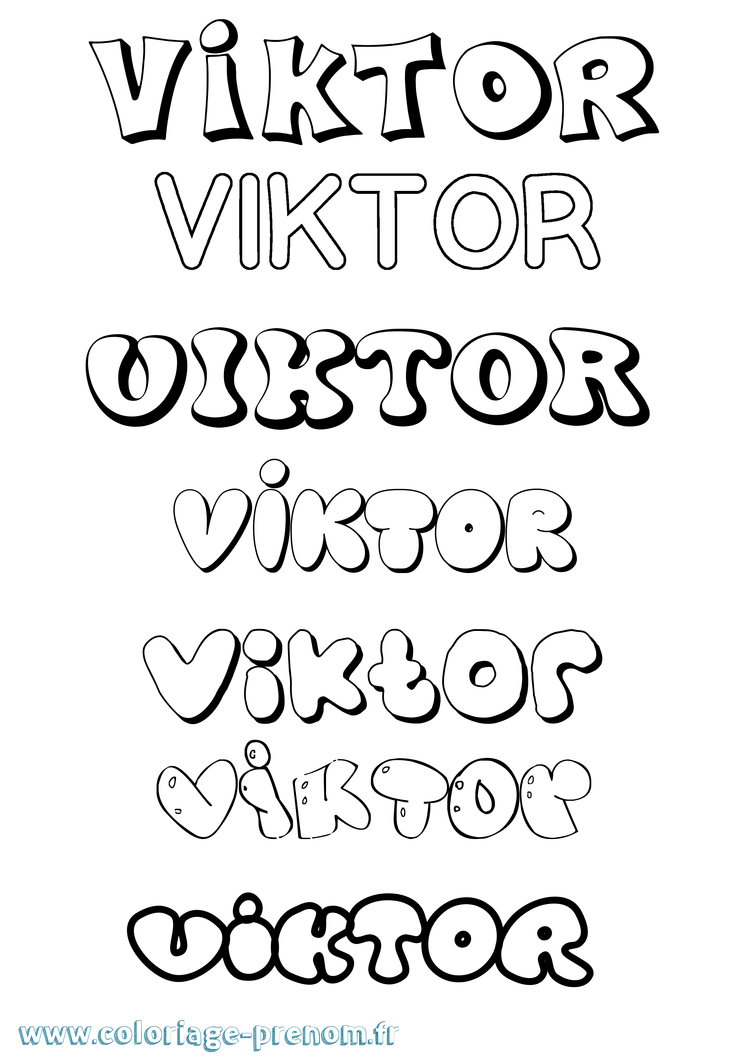 Coloriage prénom Viktor Bubble