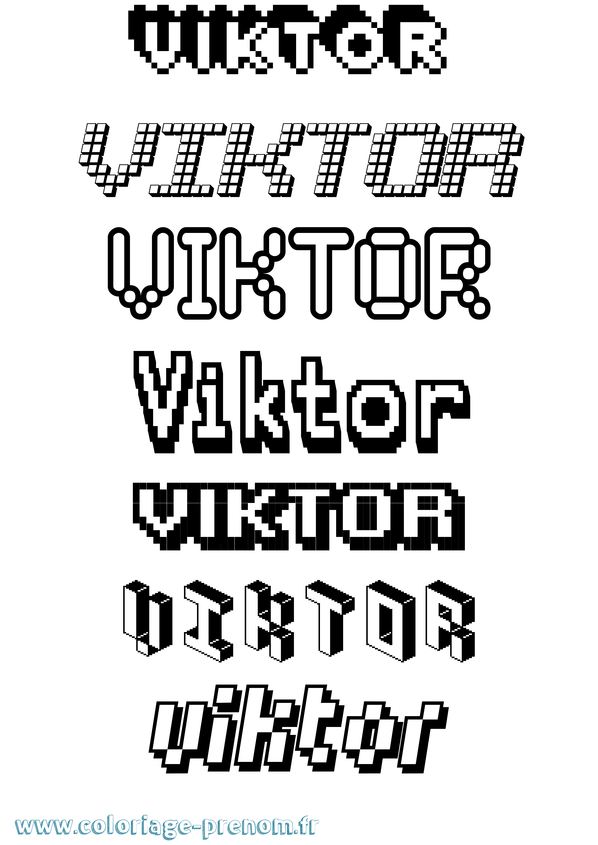 Coloriage prénom Viktor Pixel