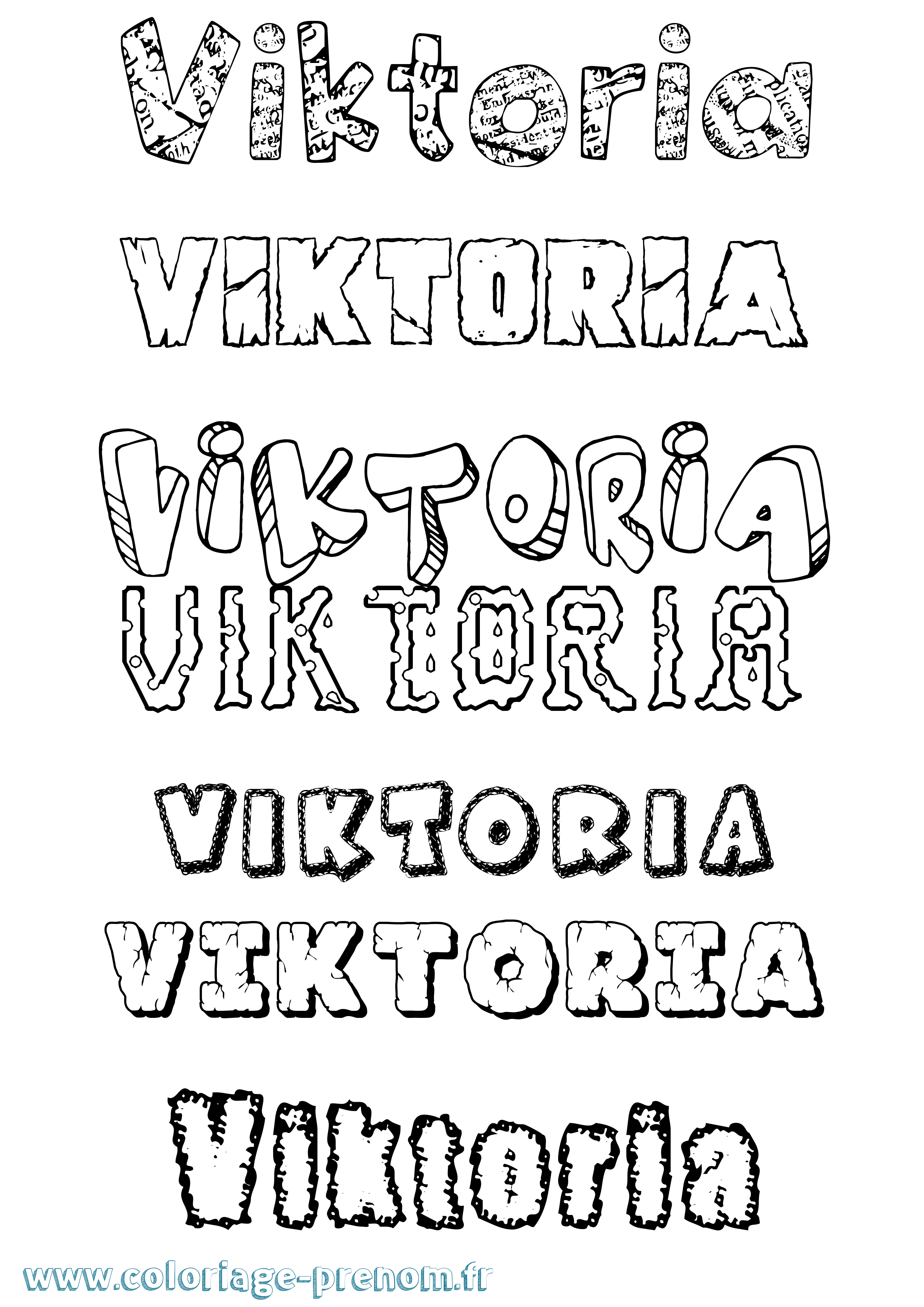 Coloriage prénom Viktoria Destructuré