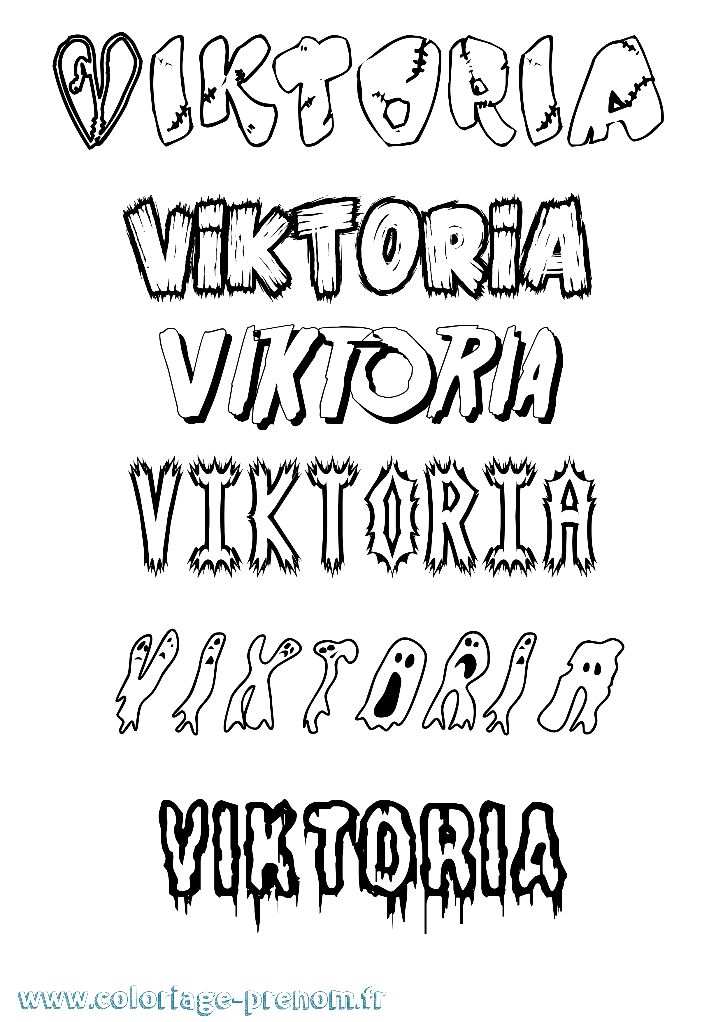 Coloriage prénom Viktoria Frisson