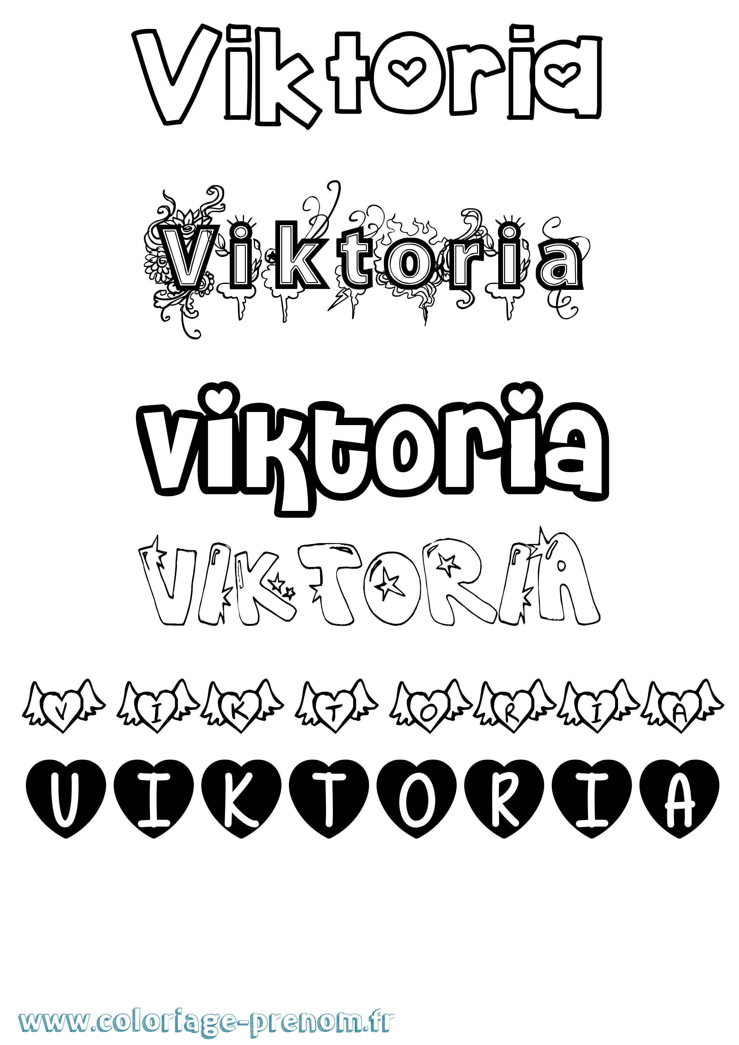 Coloriage prénom Viktoria Girly