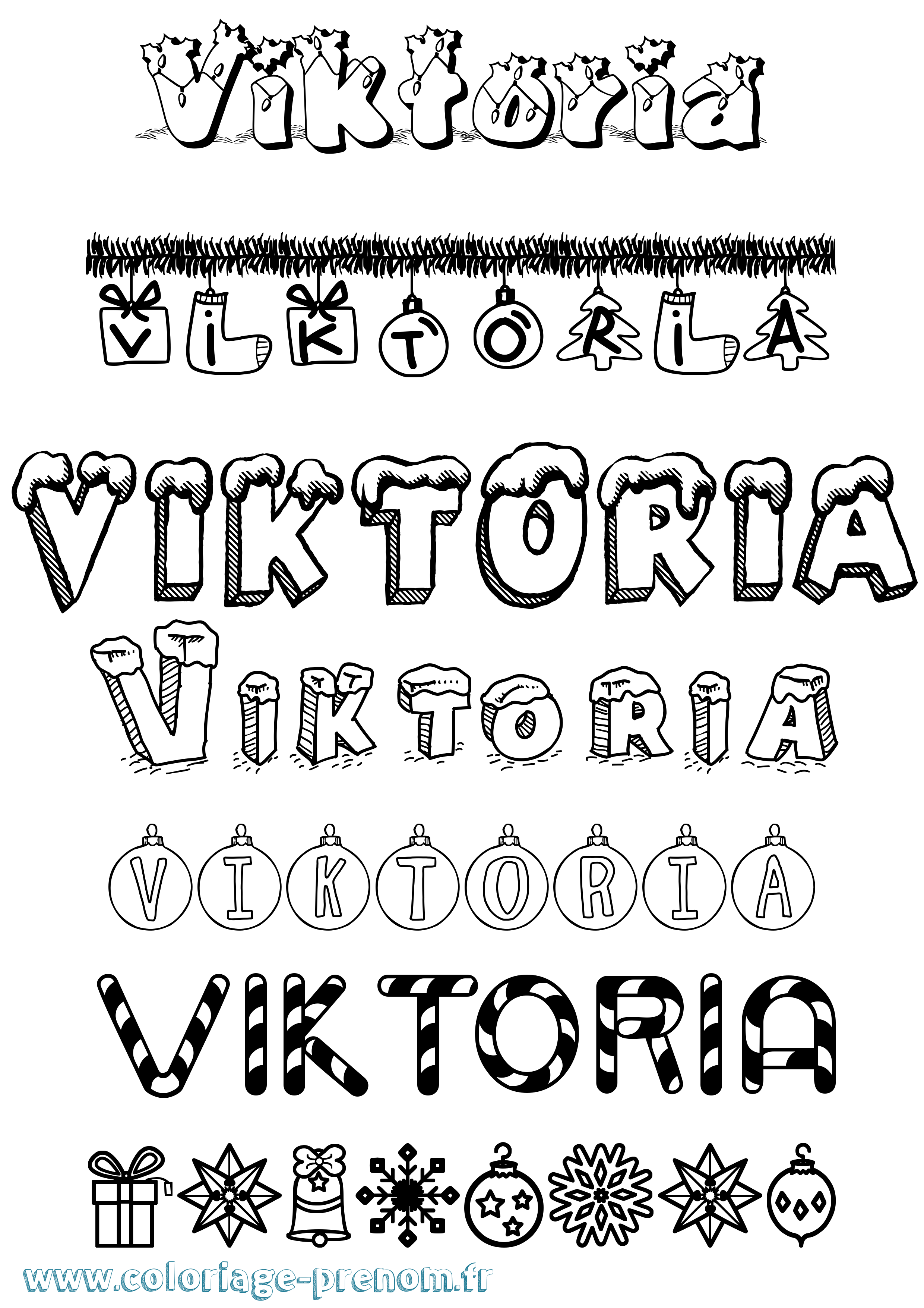Coloriage prénom Viktoria Noël