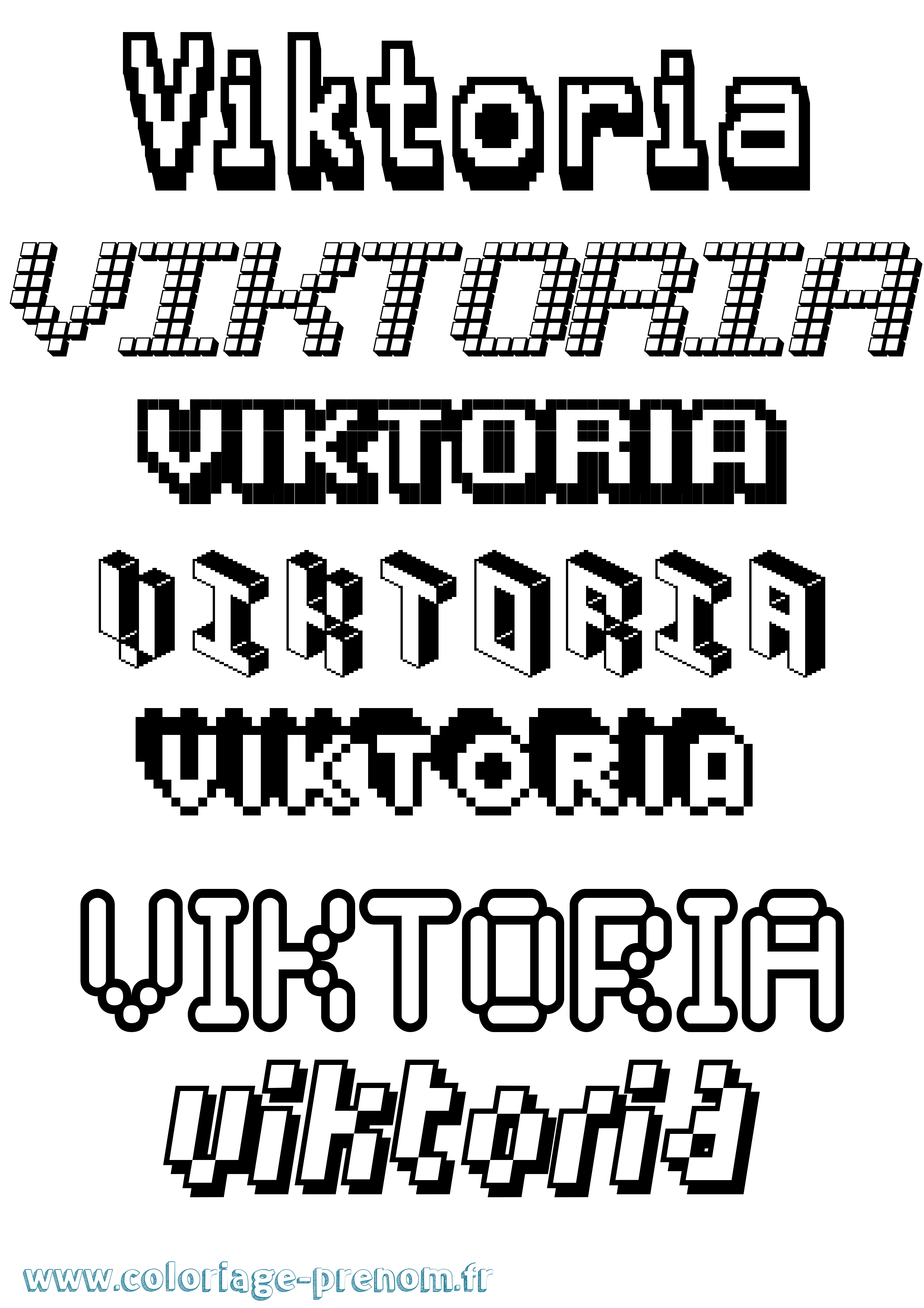 Coloriage prénom Viktoria Pixel