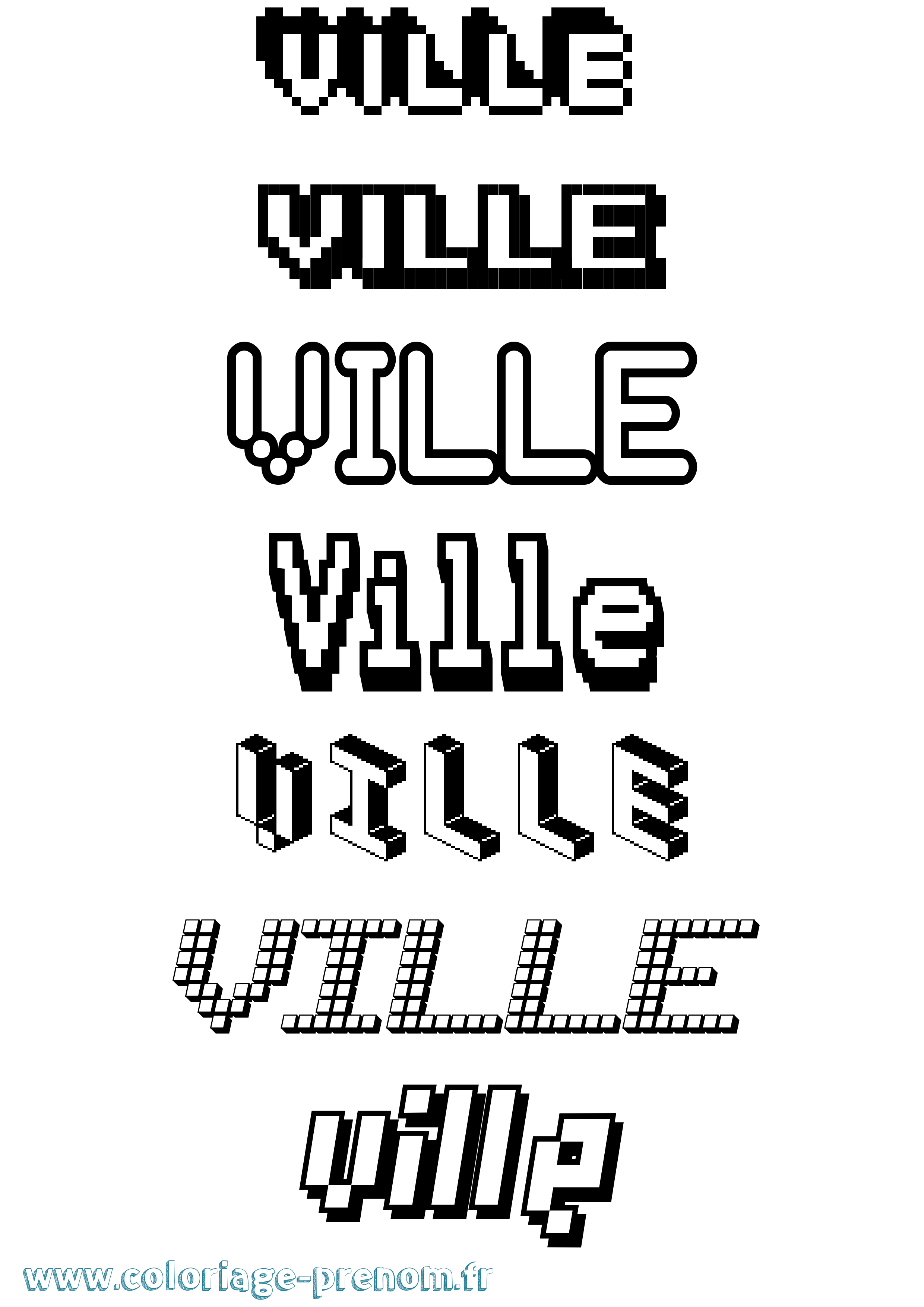 Coloriage prénom Ville Pixel