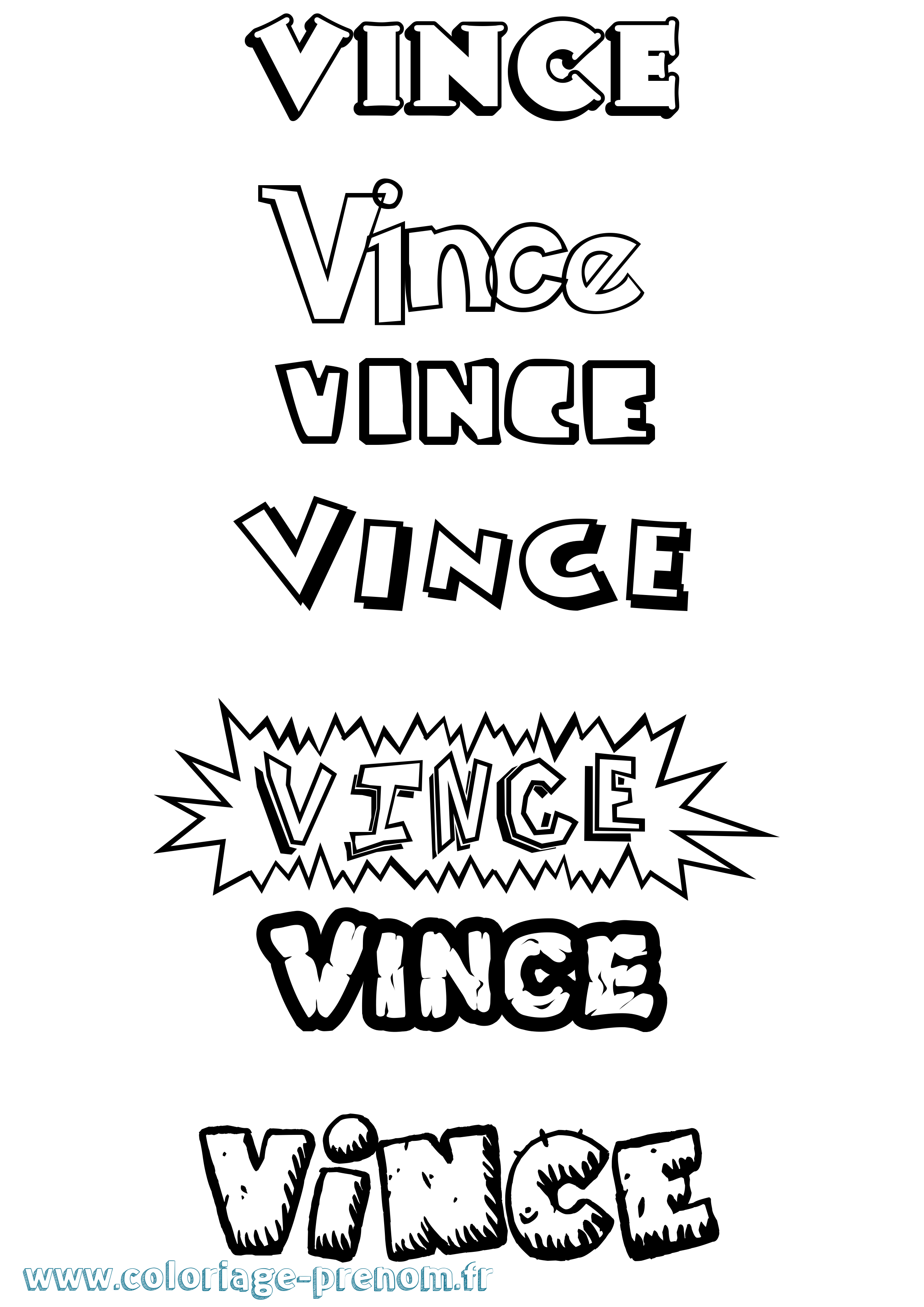 Coloriage prénom Vince Dessin Animé