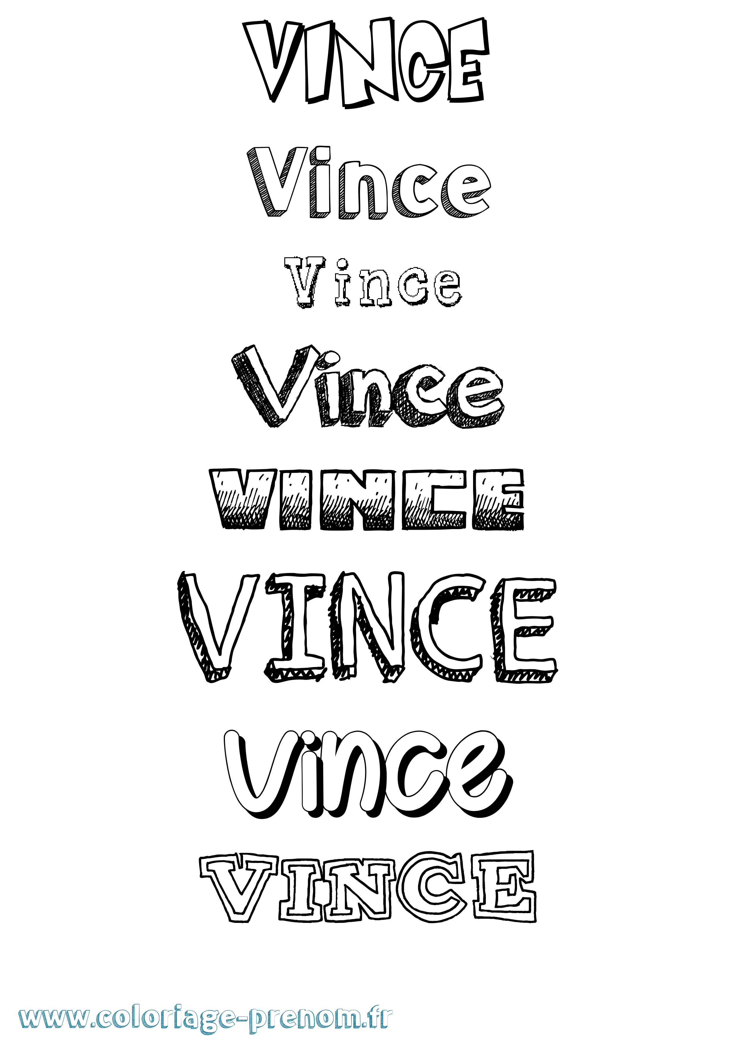 Coloriage prénom Vince Dessiné