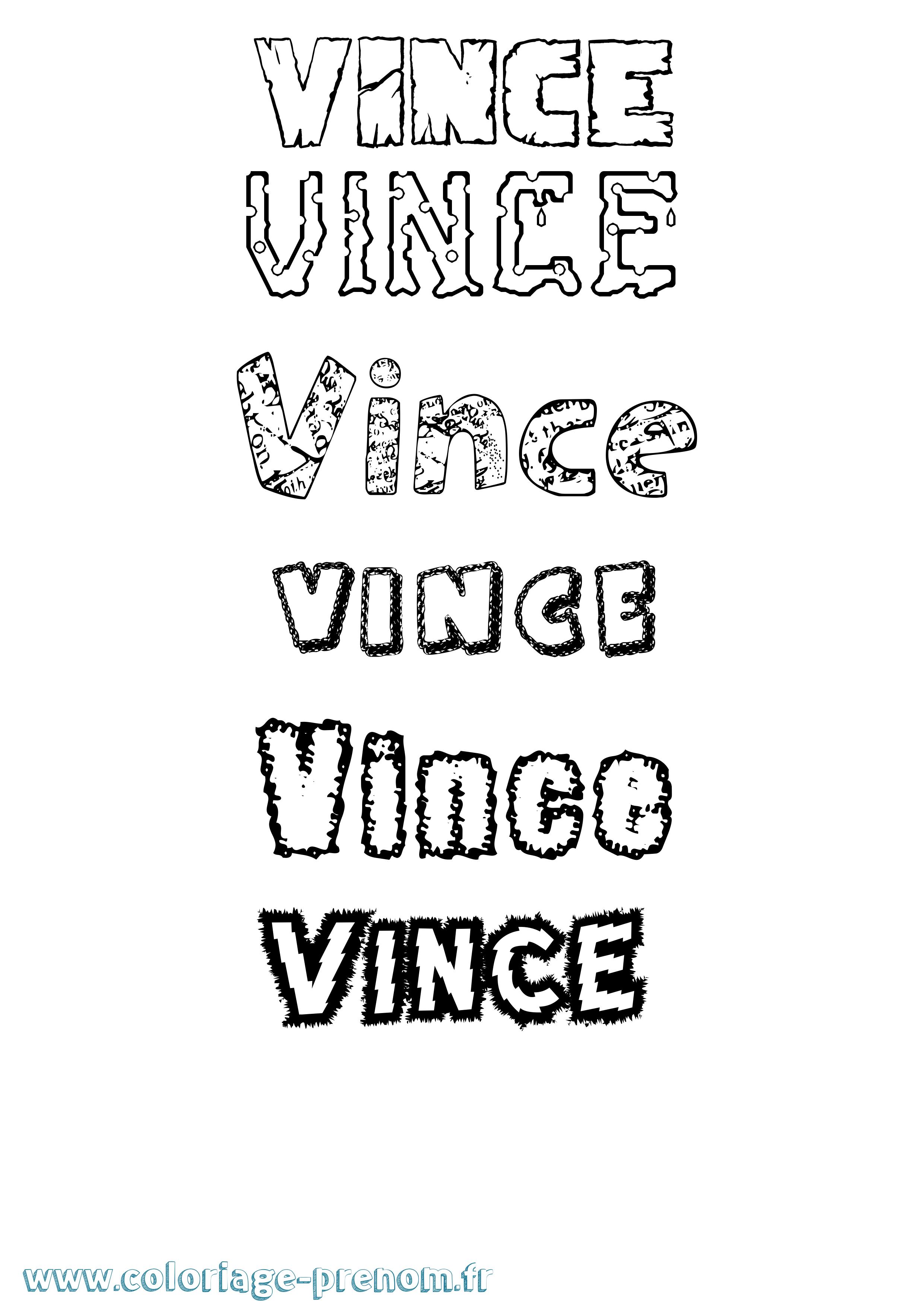 Coloriage prénom Vince Destructuré