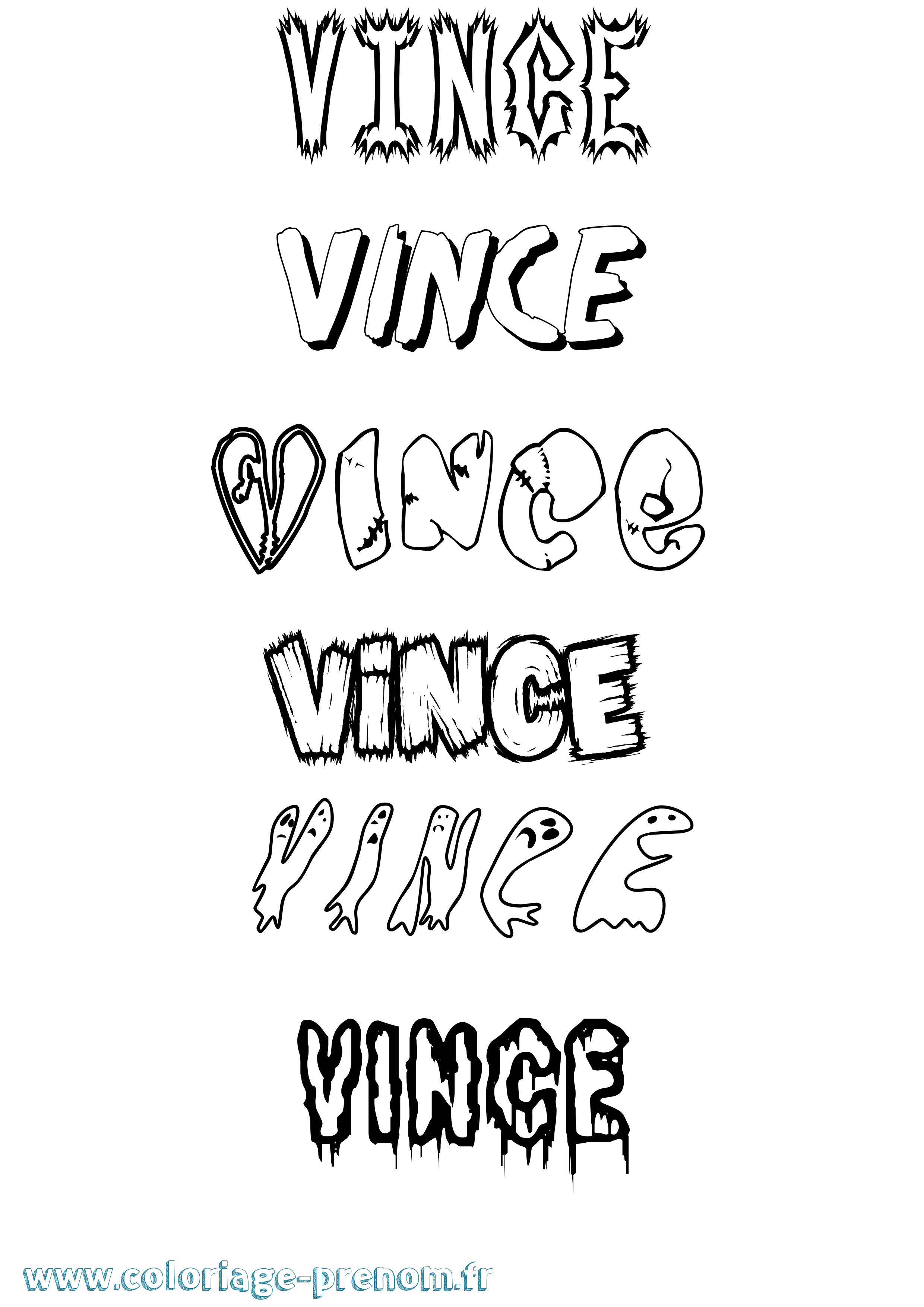 Coloriage prénom Vince Frisson