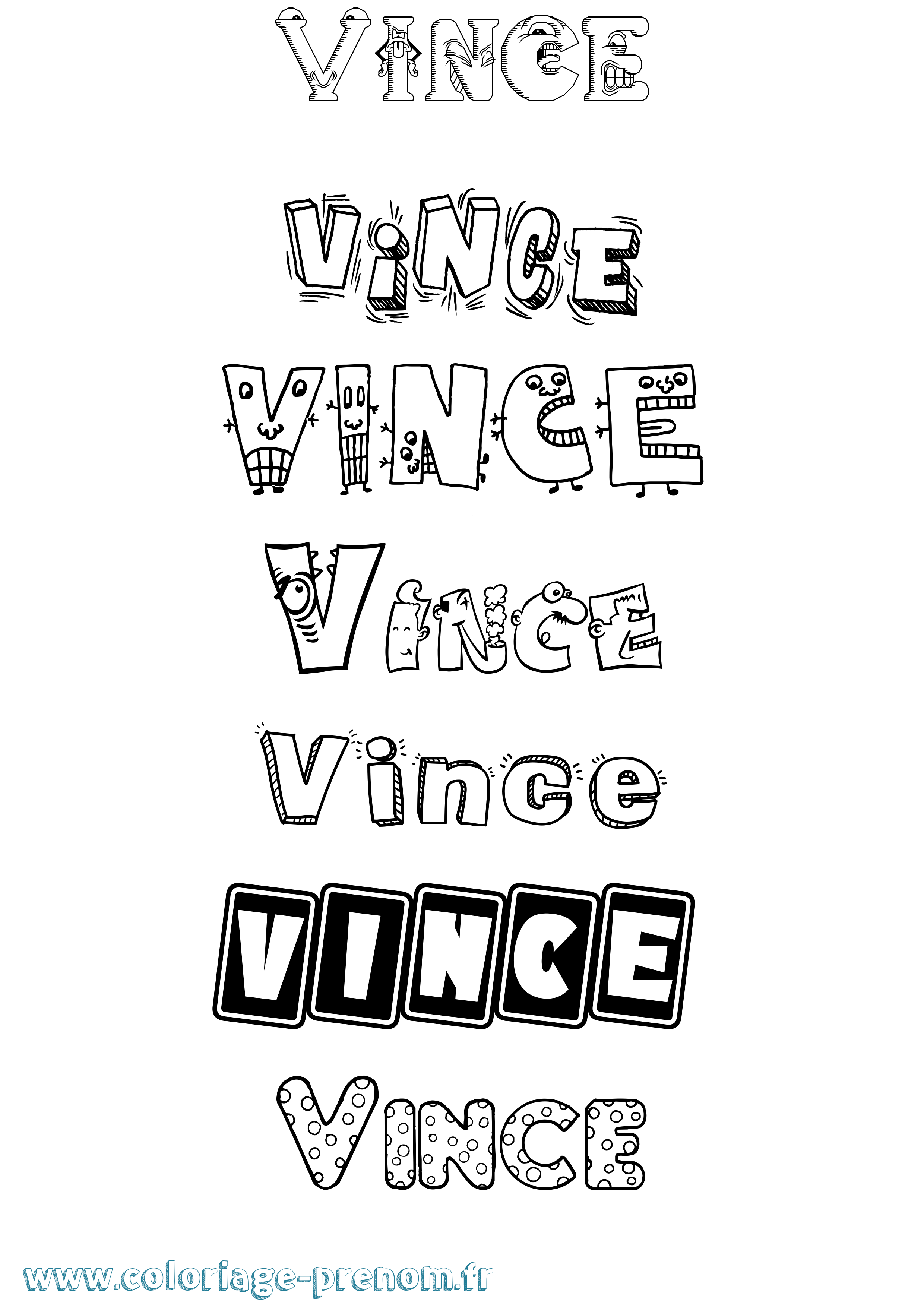 Coloriage prénom Vince Fun