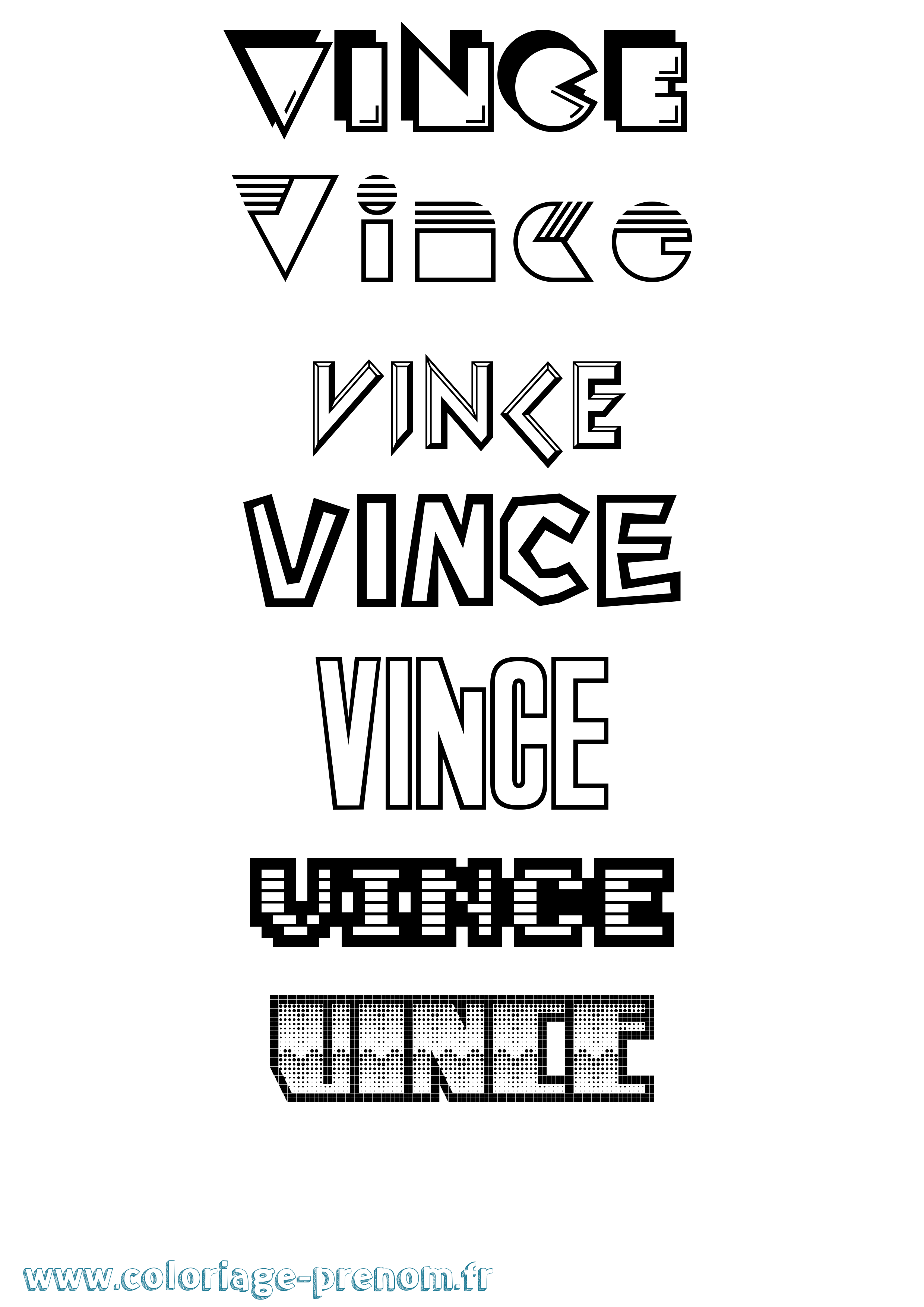 Coloriage prénom Vince Jeux Vidéos
