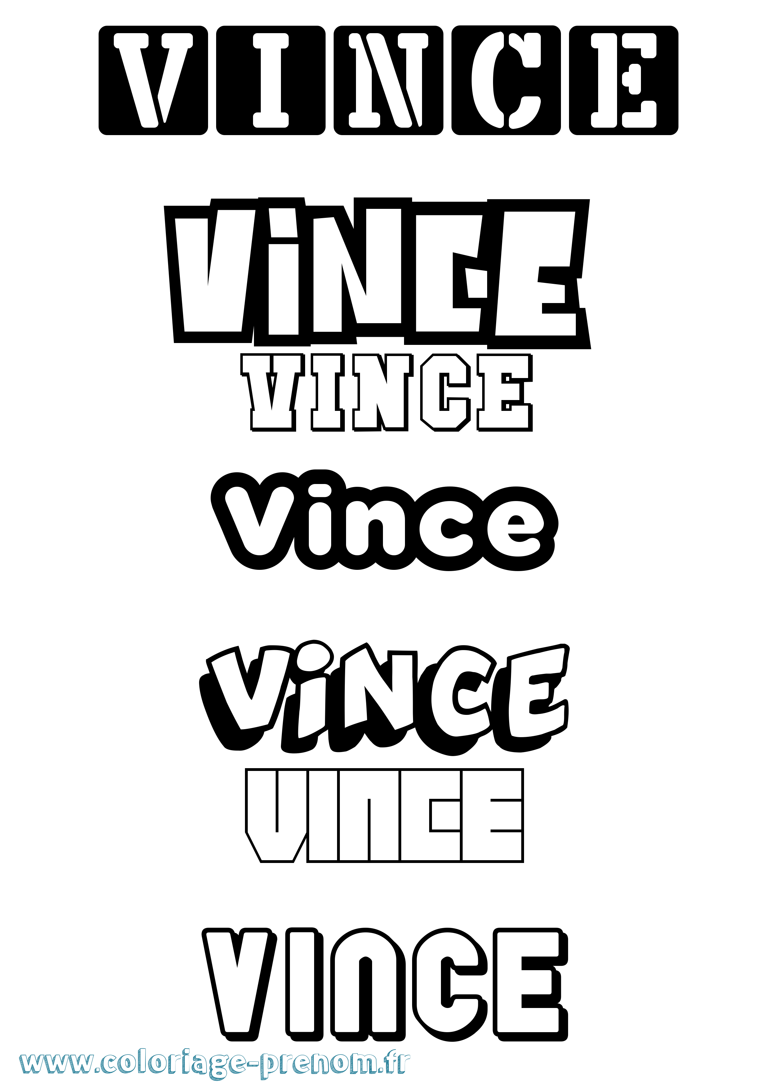 Coloriage prénom Vince Simple