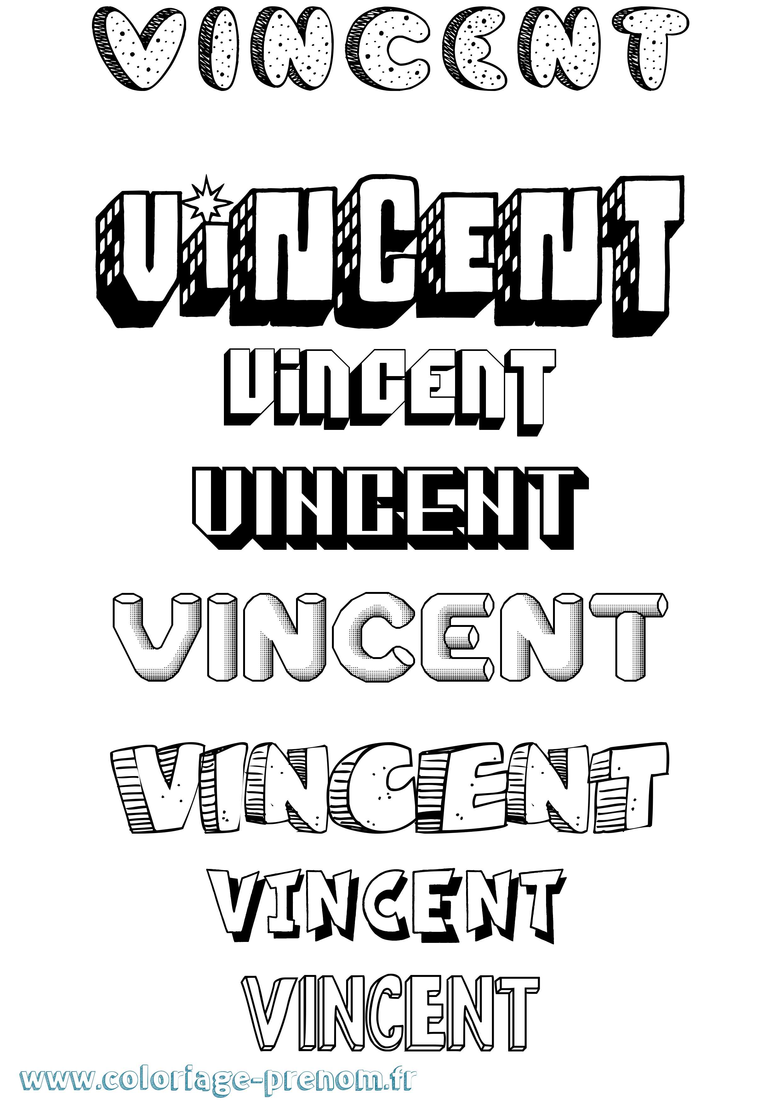 Coloriage prénom Vincent