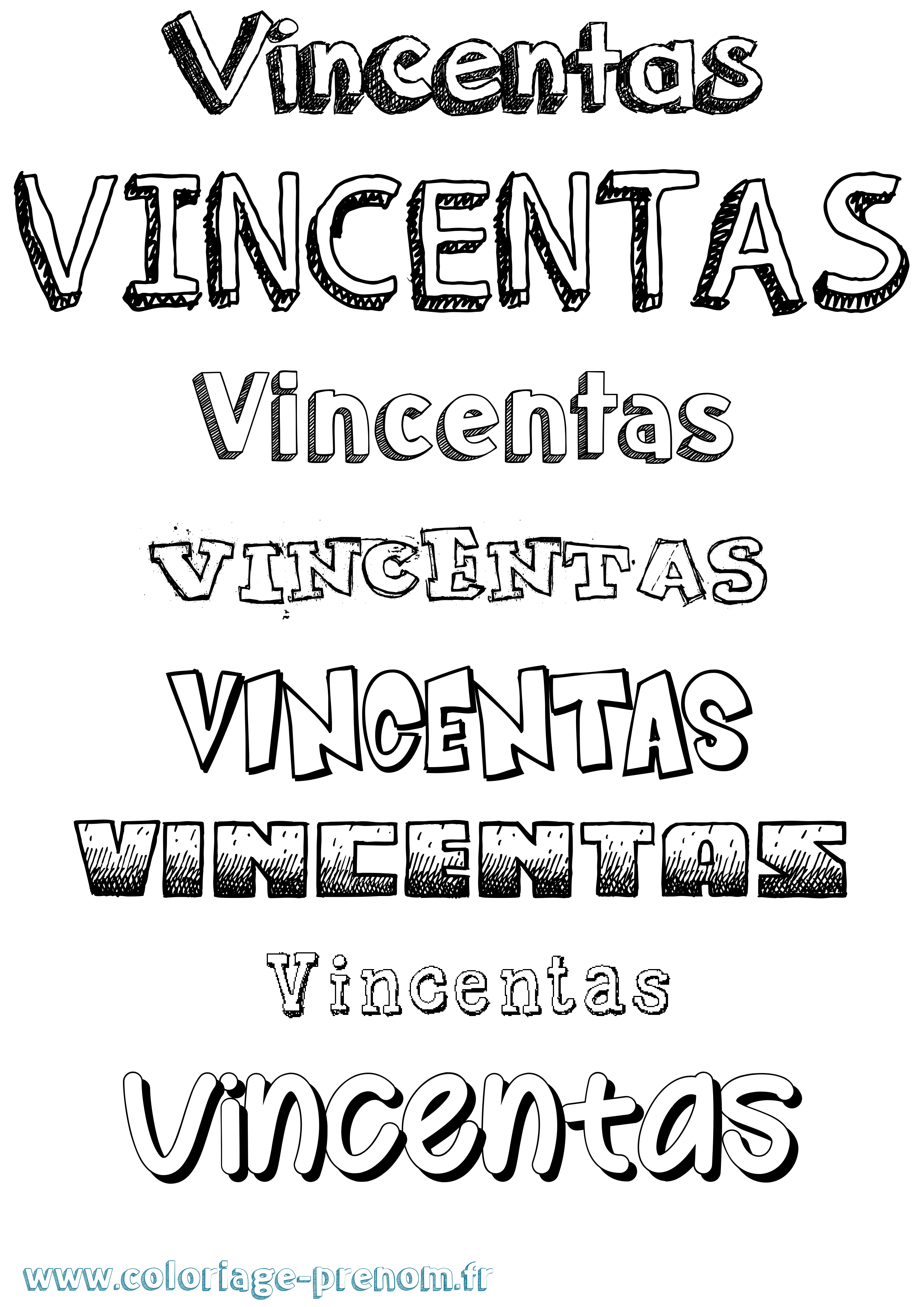 Coloriage prénom Vincentas Dessiné