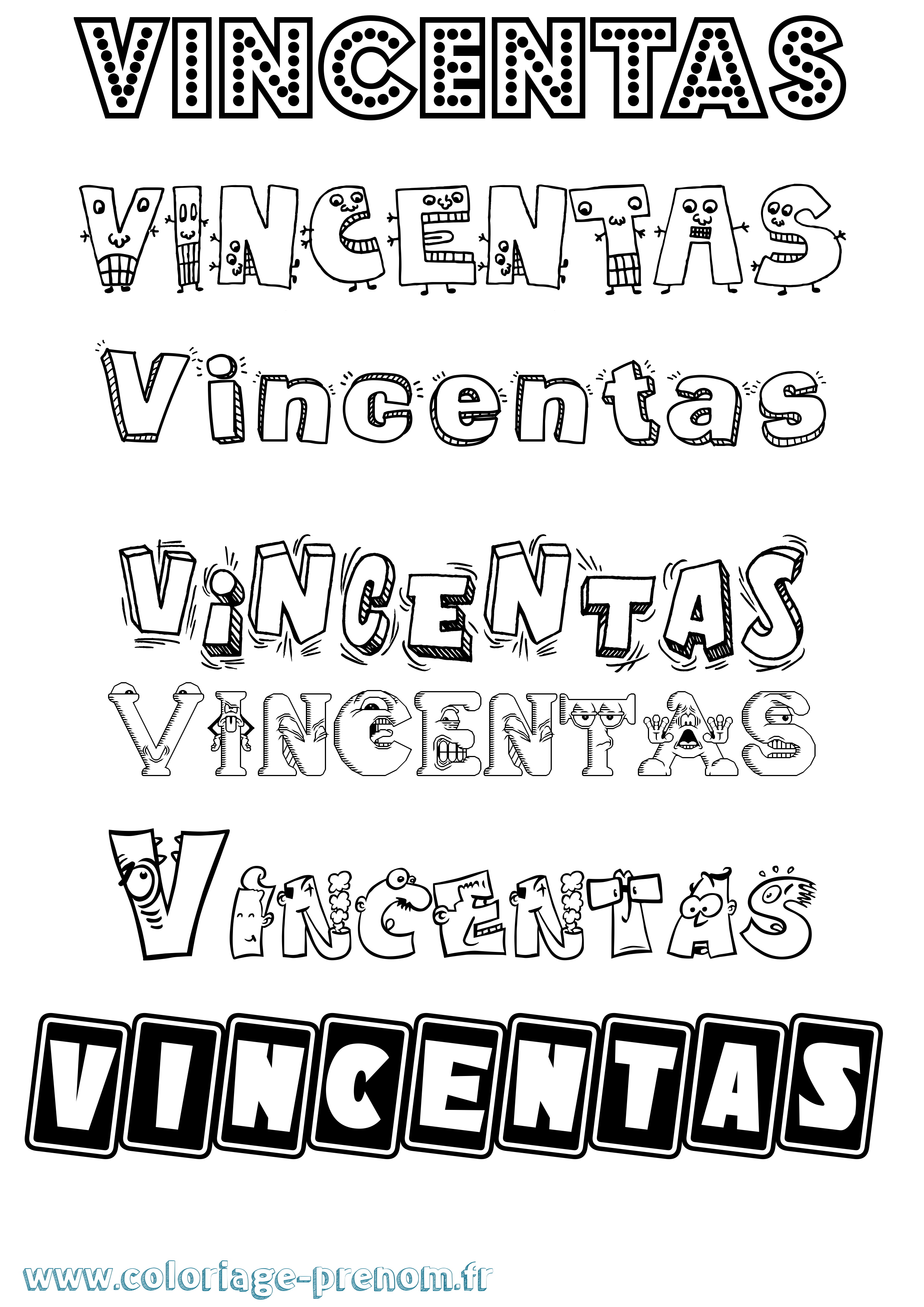 Coloriage prénom Vincentas Fun