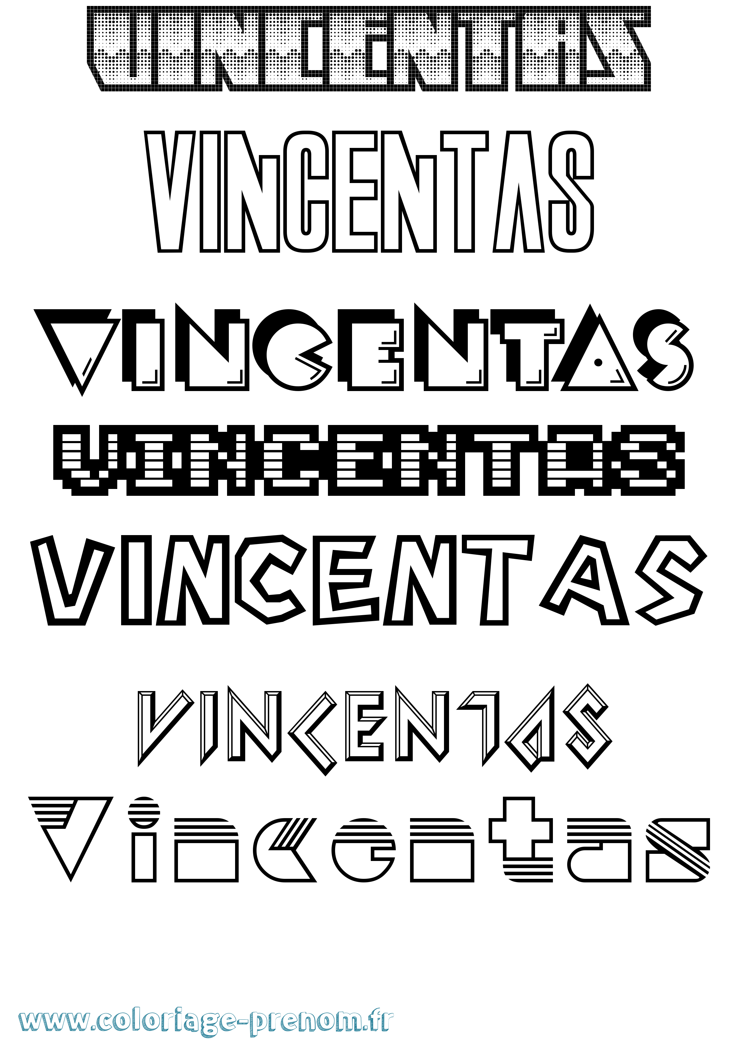 Coloriage prénom Vincentas Jeux Vidéos
