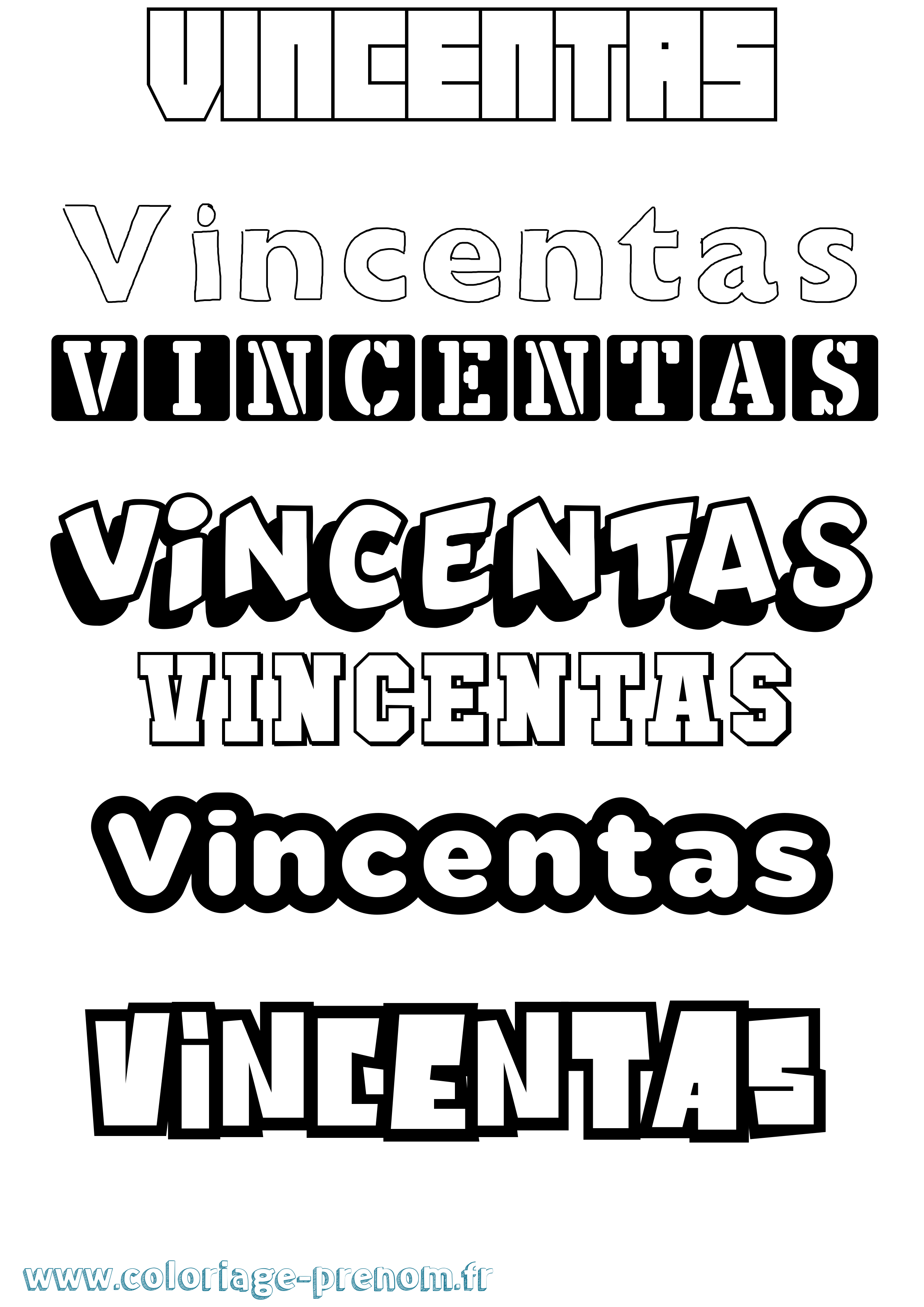 Coloriage prénom Vincentas Simple