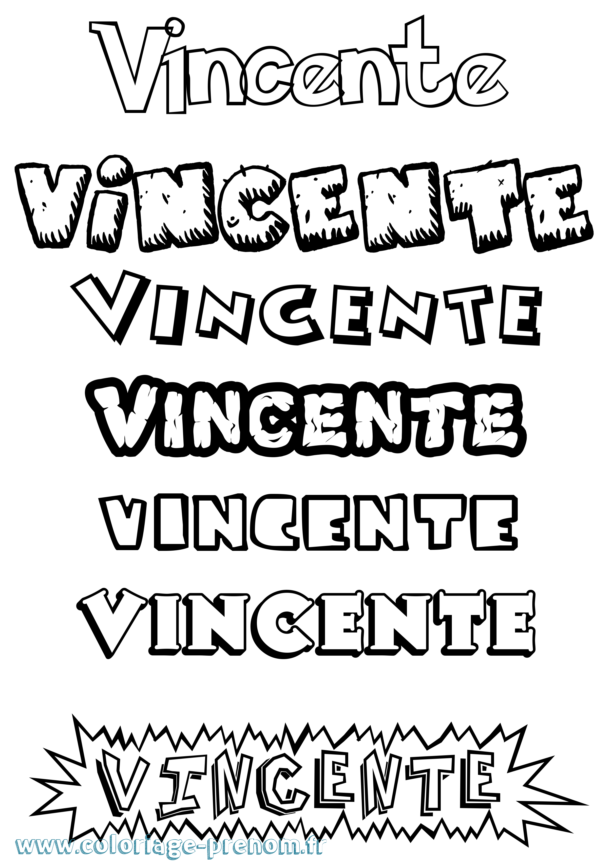 Coloriage prénom Vincente Dessin Animé