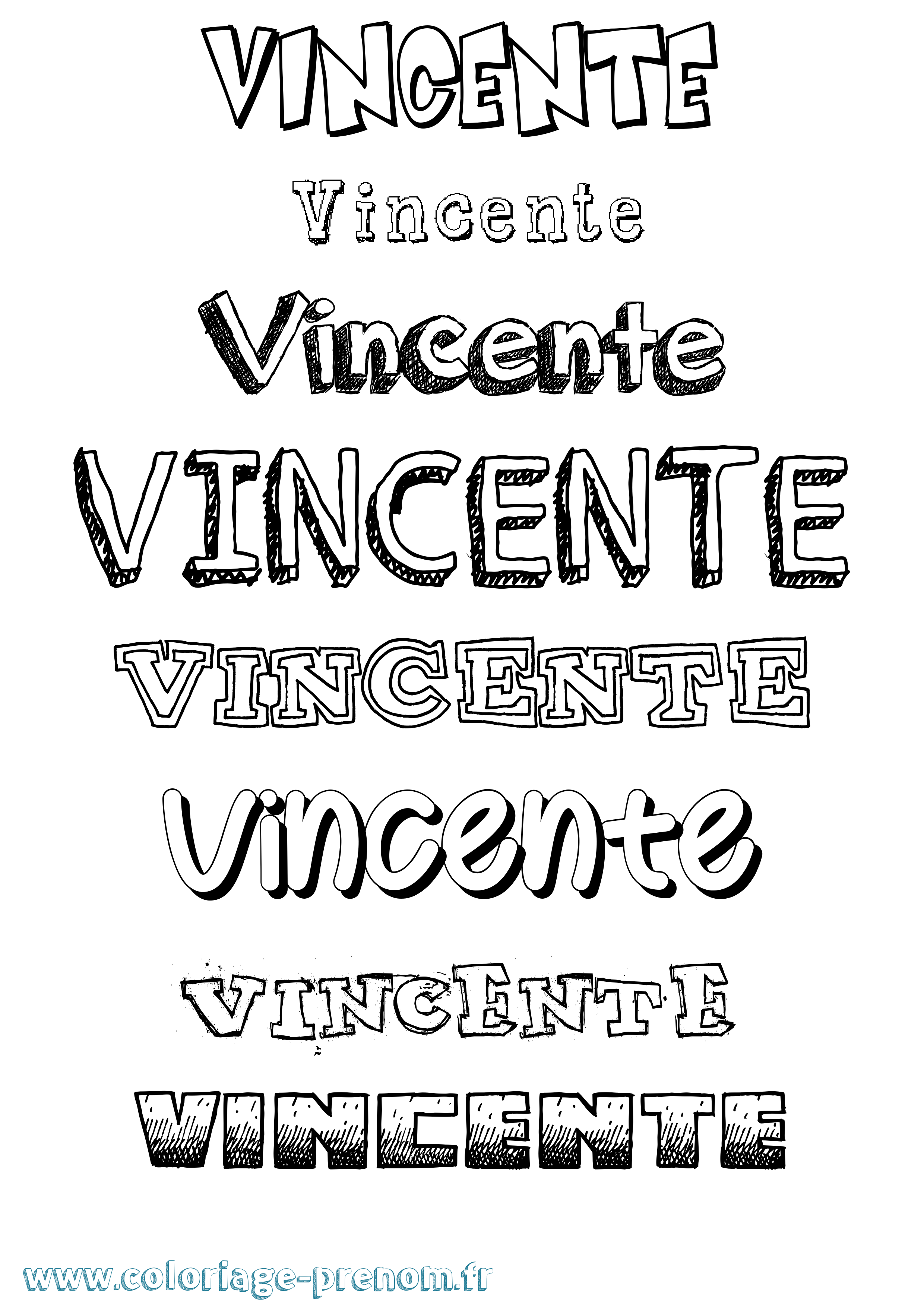 Coloriage prénom Vincente Dessiné