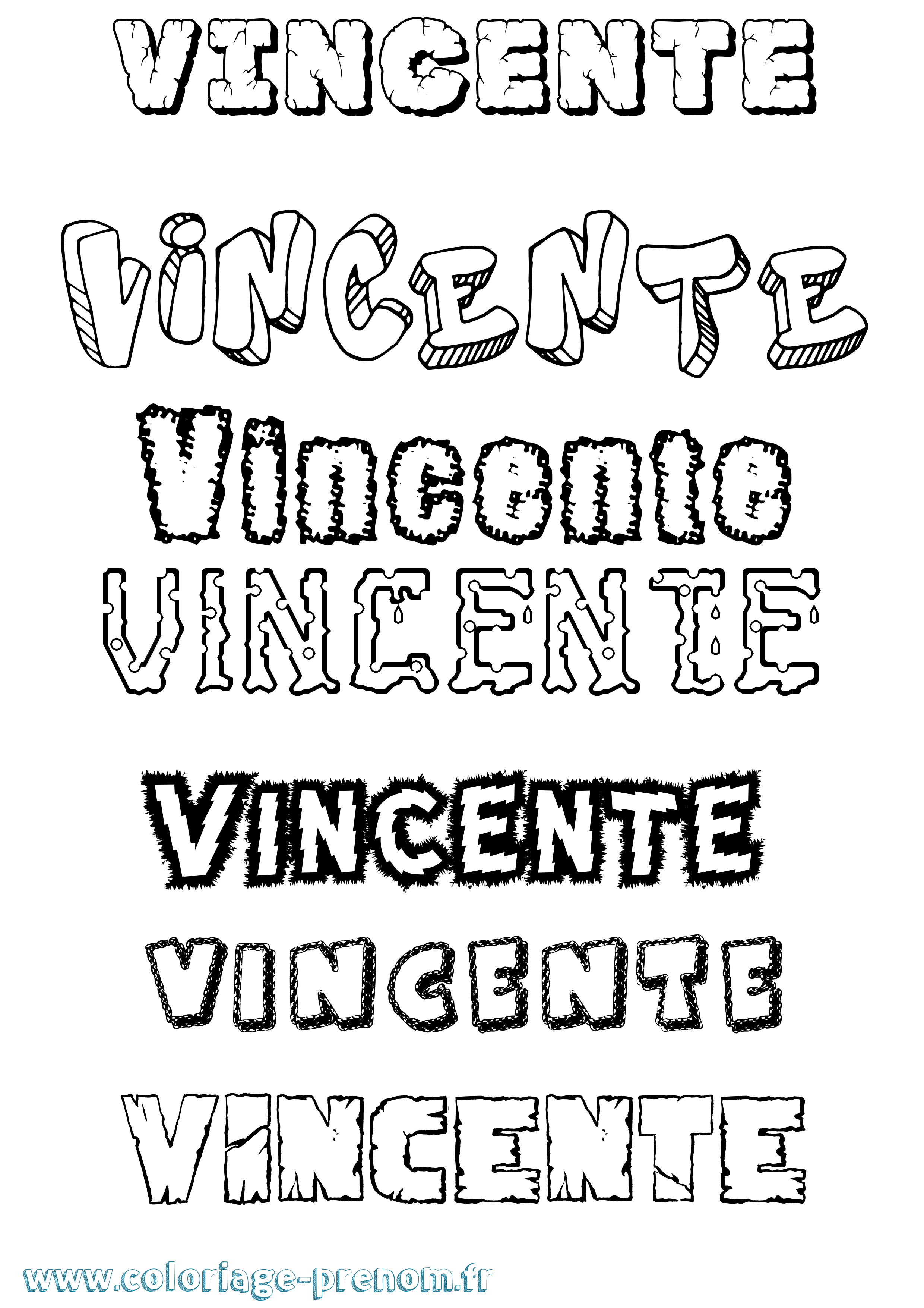 Coloriage prénom Vincente Destructuré