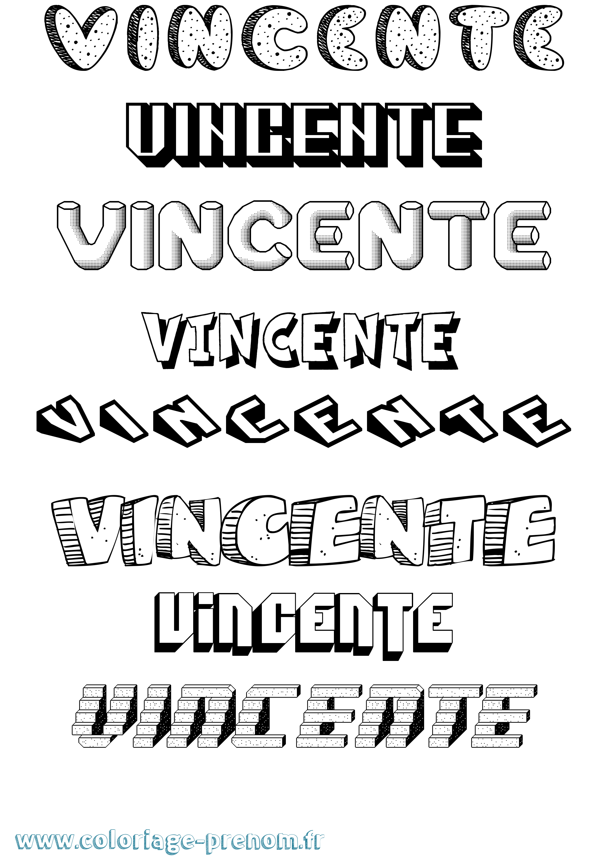 Coloriage prénom Vincente Effet 3D