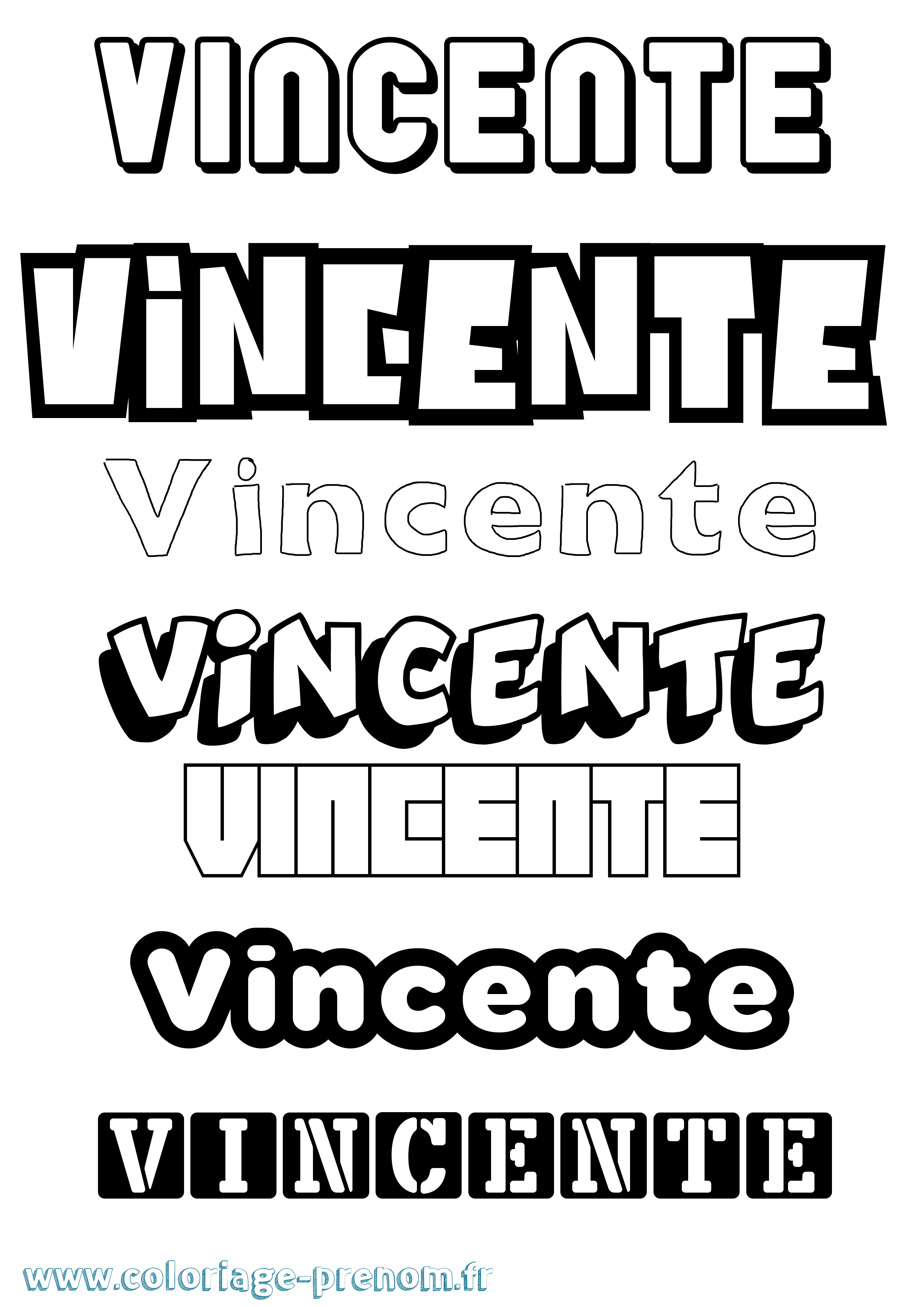 Coloriage prénom Vincente Simple