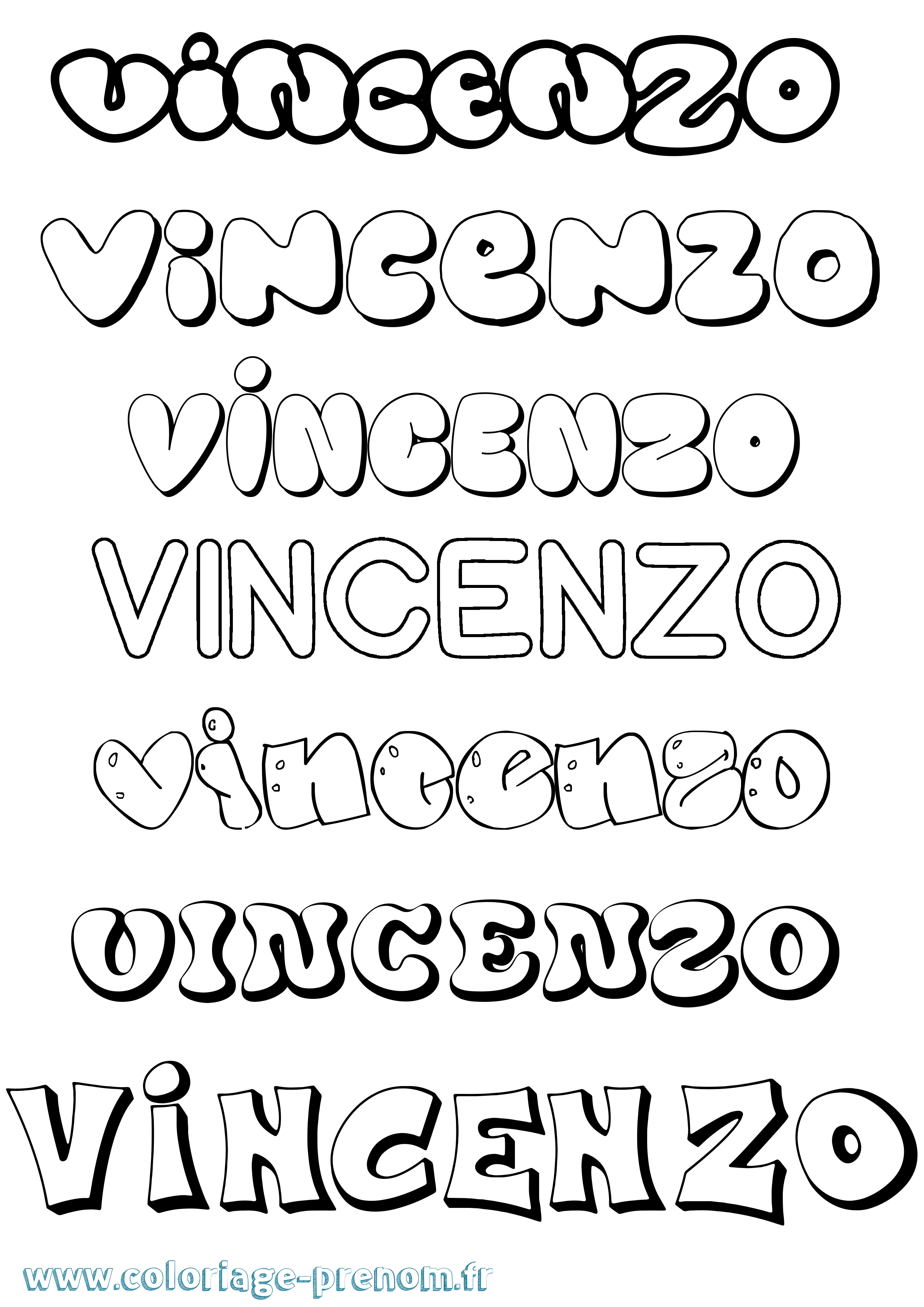 Coloriage Vincenzo Bubble Coloriage prénom Vincenzo Bubble