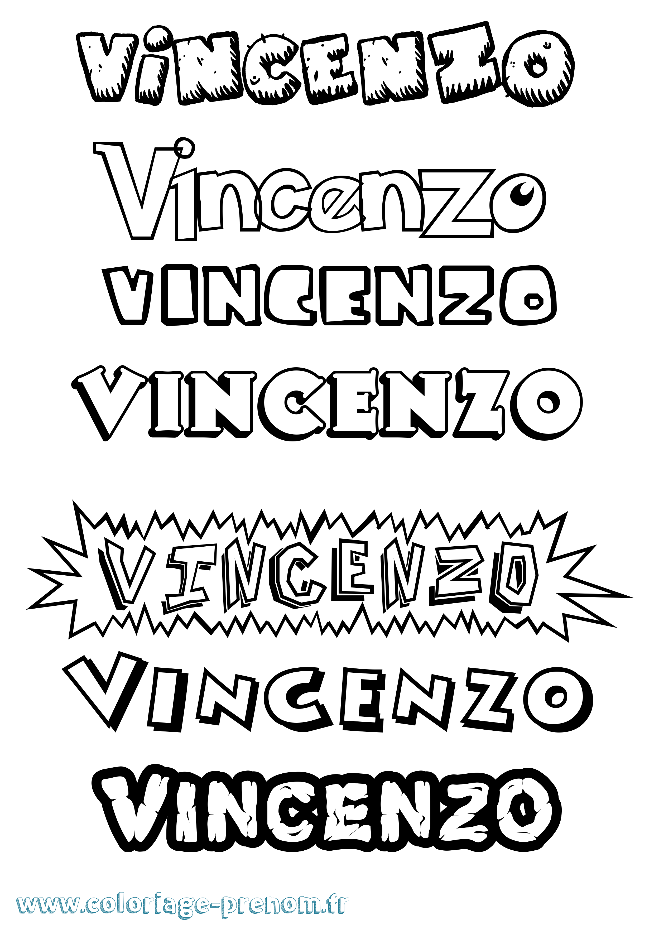 Coloriage Vincenzo Dessin Animé Coloriage prénom Vincenzo Dessin Animé
