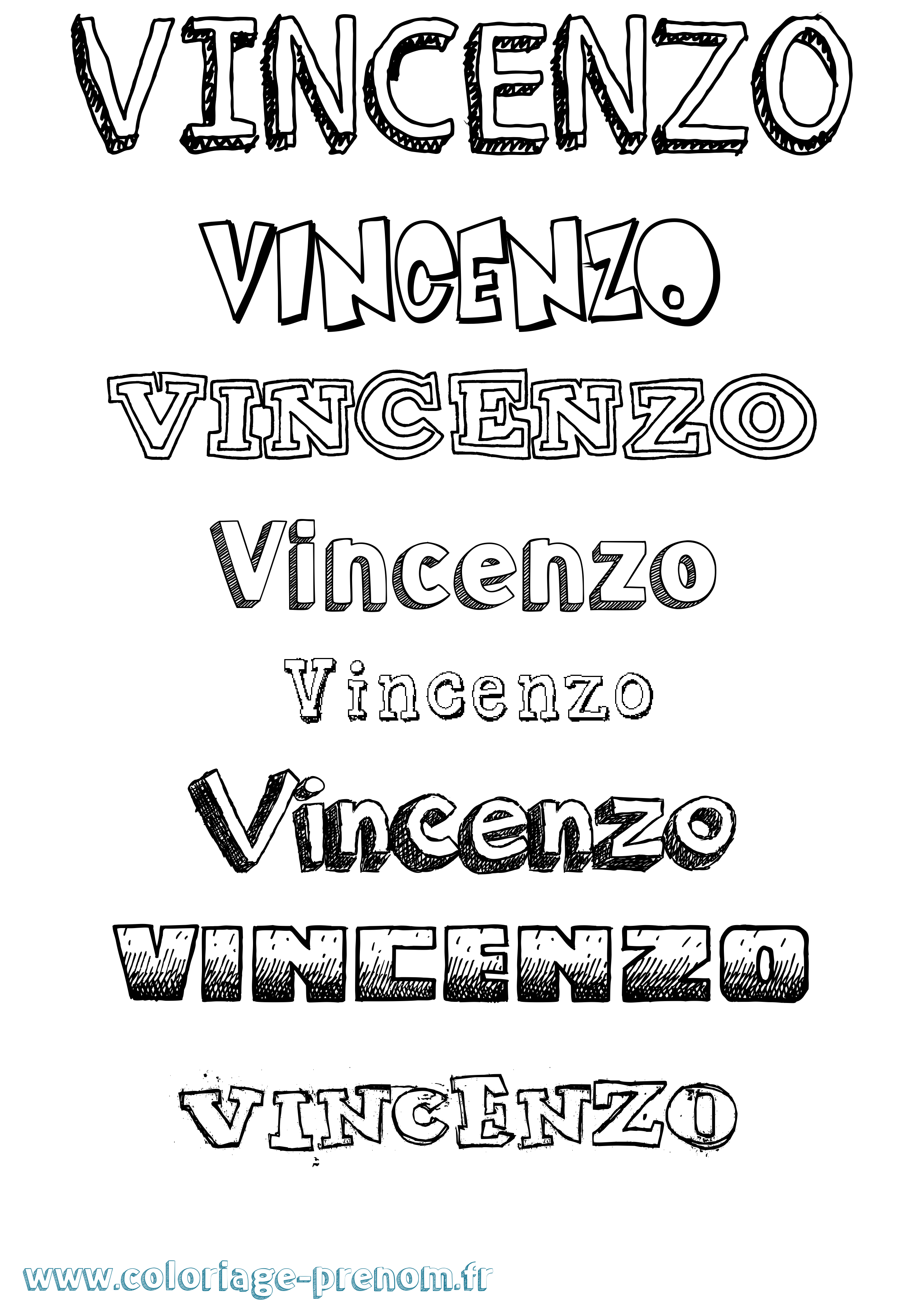 Coloriage Vincenzo Dessiné Coloriage prénom Vincenzo Dessiné