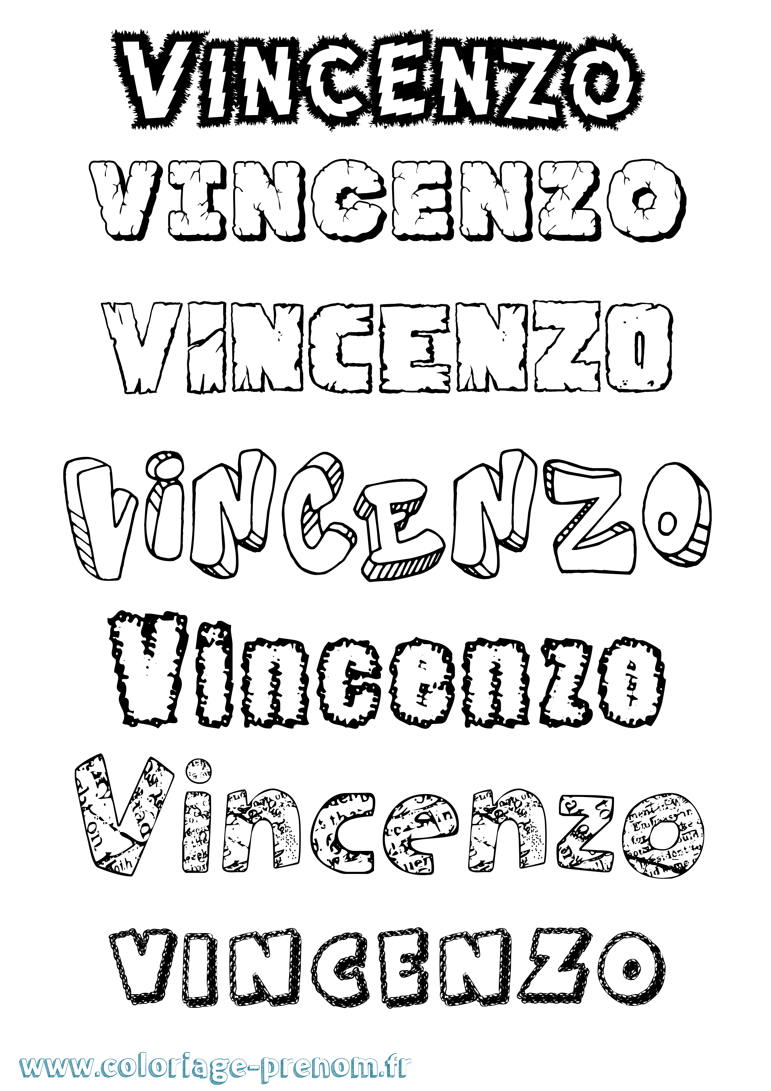 Coloriage Vincenzo Destructuré Coloriage prénom Vincenzo Destructuré