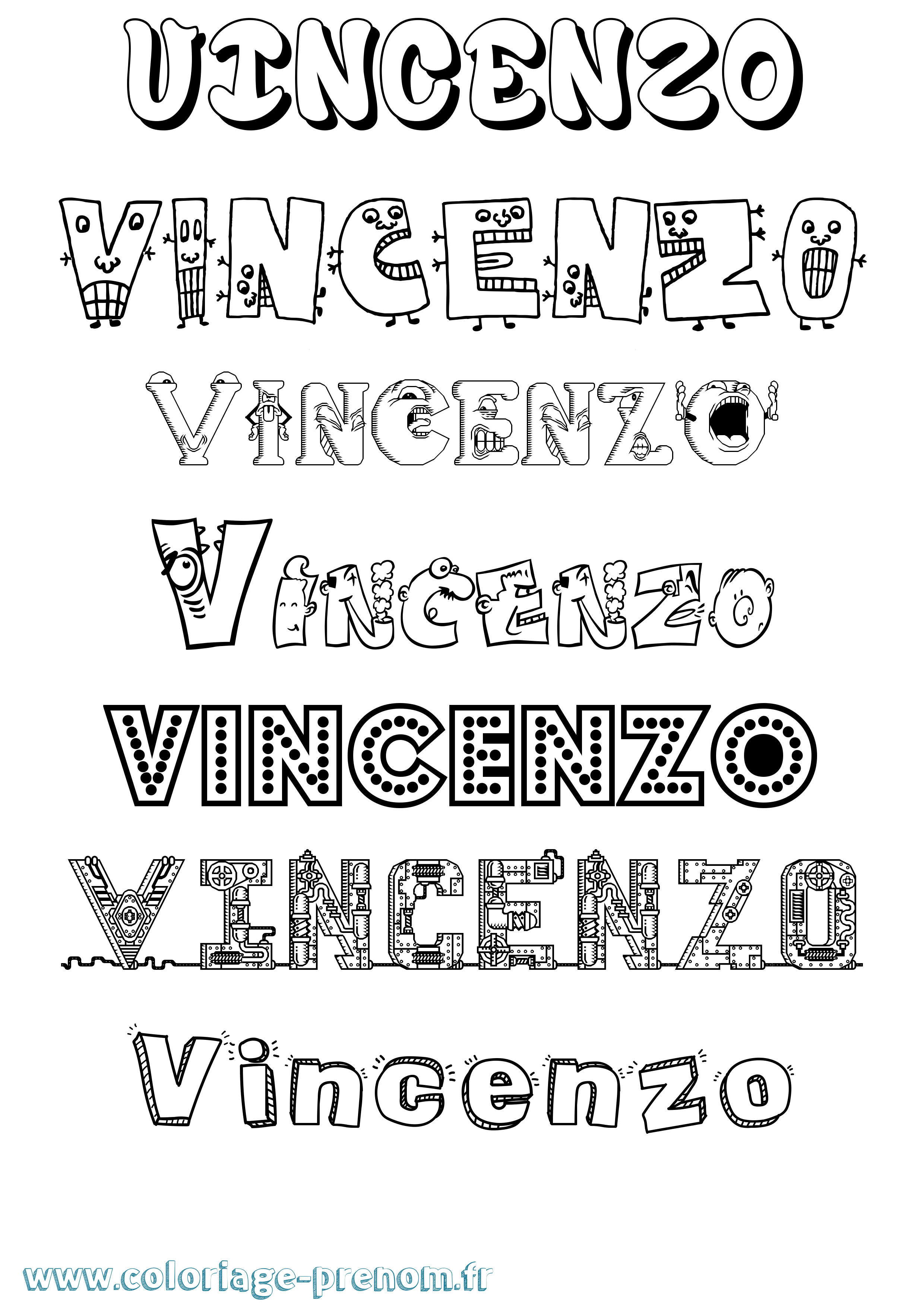 Coloriage Vincenzo Fun Coloriage prénom Vincenzo Fun