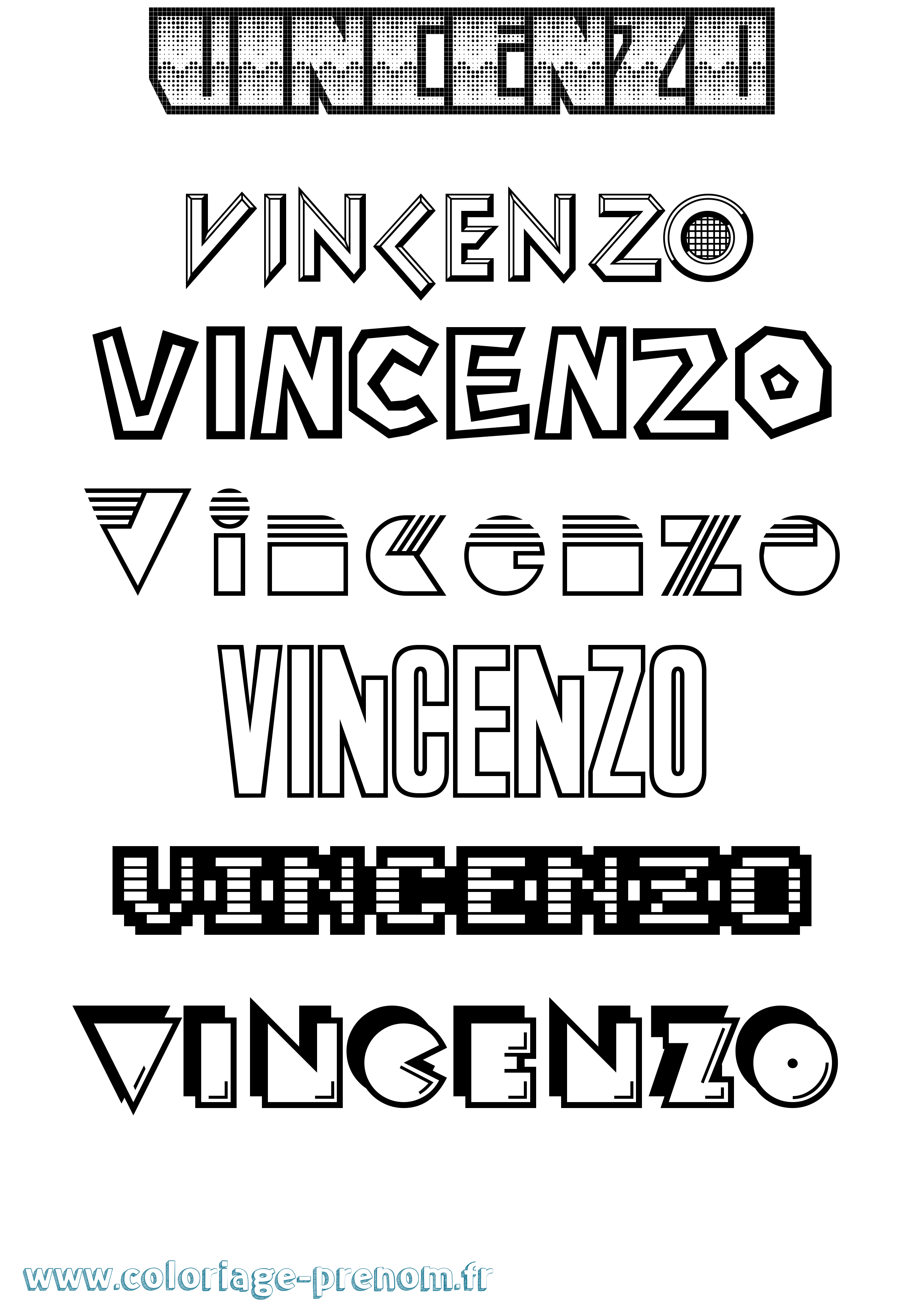 Coloriage Vincenzo Jeux Vidéos Coloriage prénom Vincenzo Jeux Vidéos