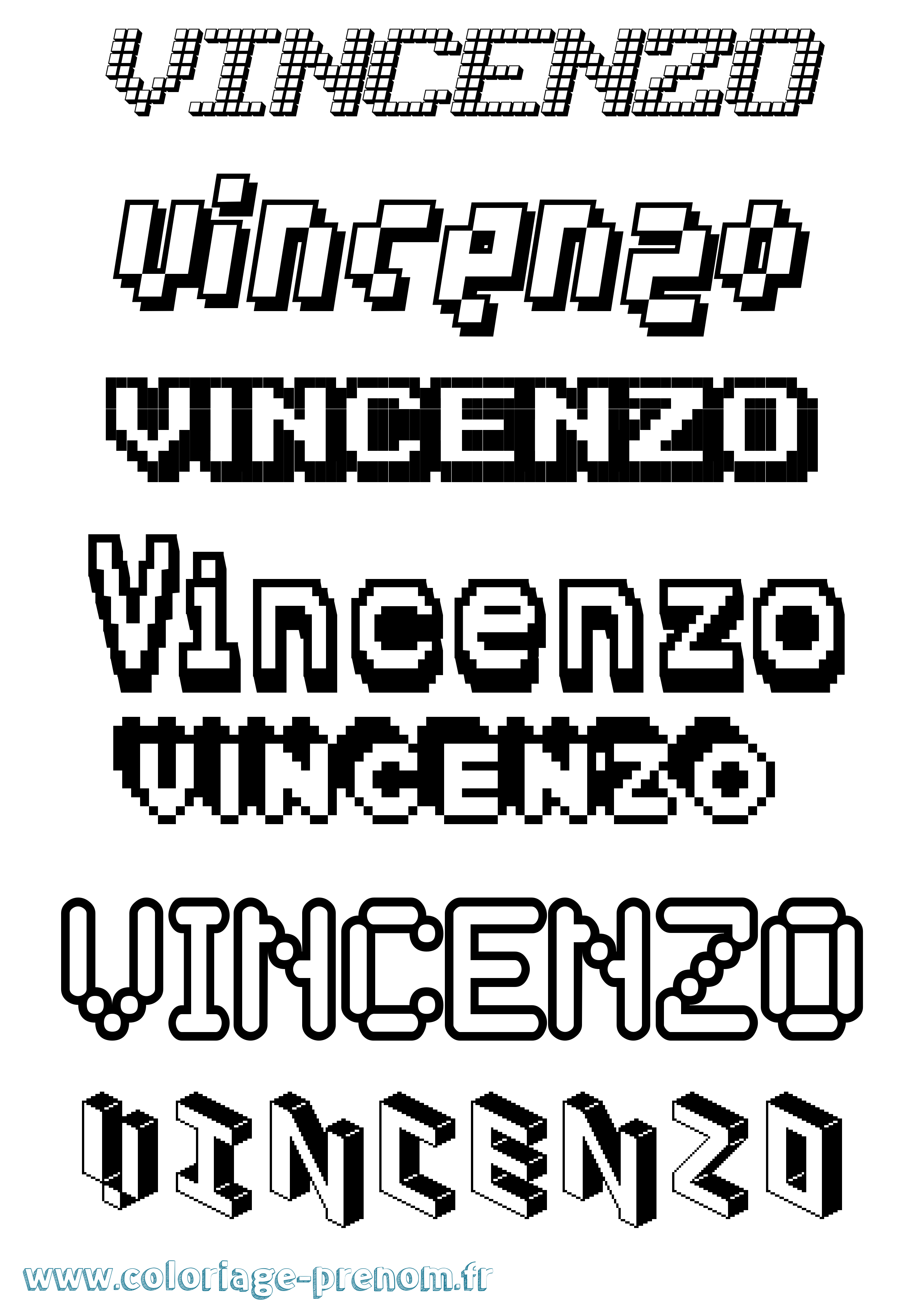 Coloriage Vincenzo Pixel Coloriage prénom Vincenzo Pixel