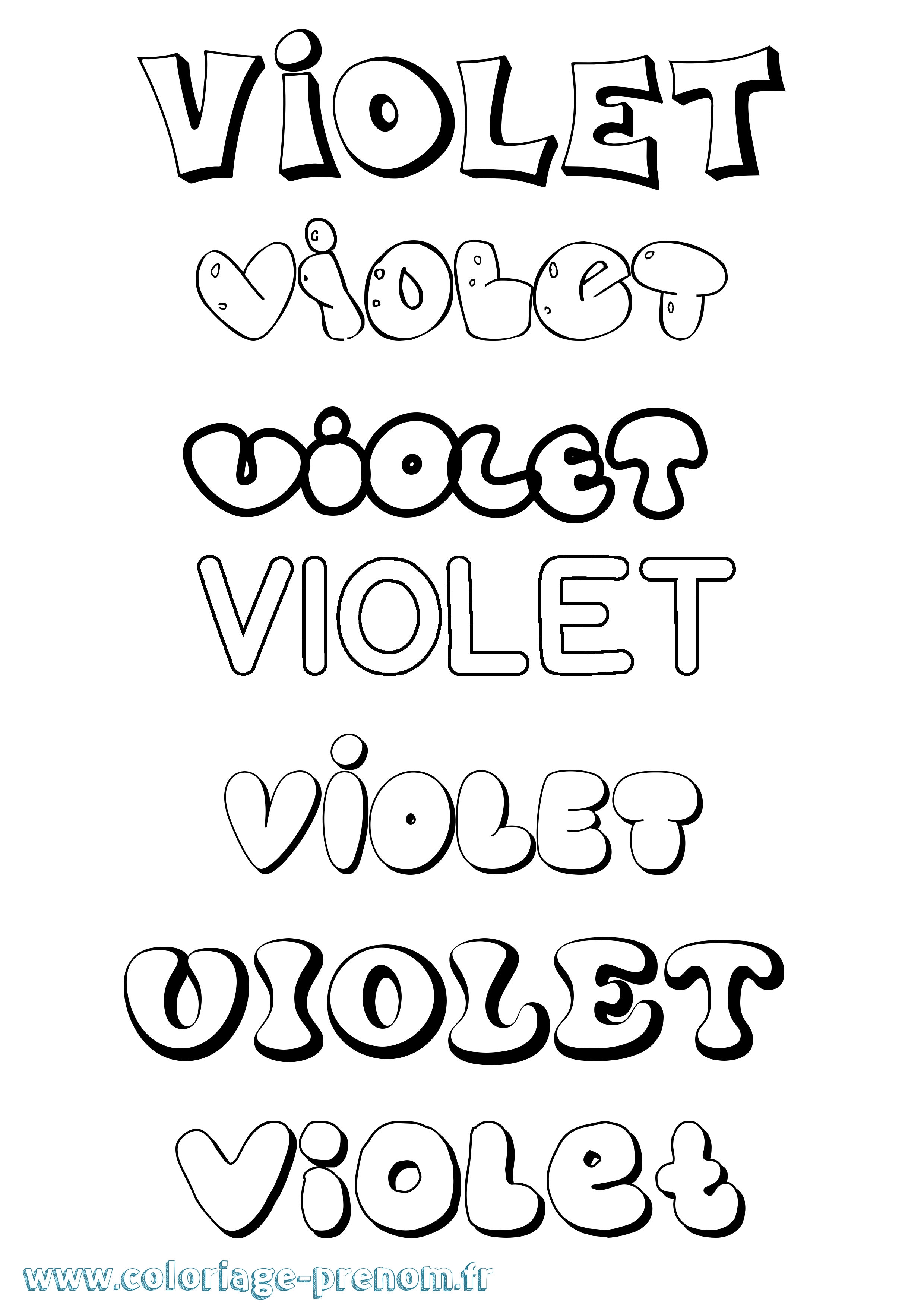 Coloriage prénom Violet Bubble
