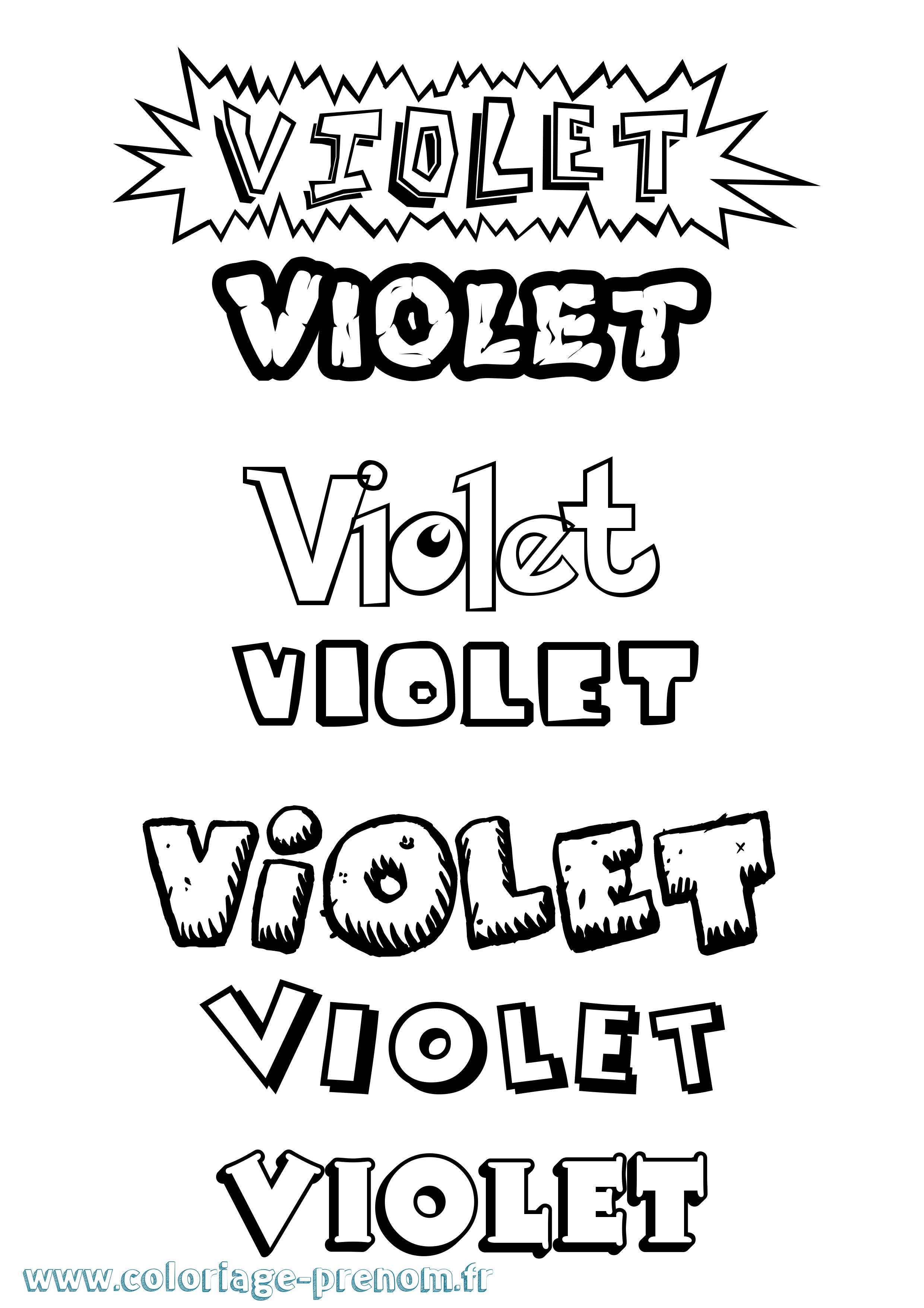 Coloriage prénom Violet Dessin Animé