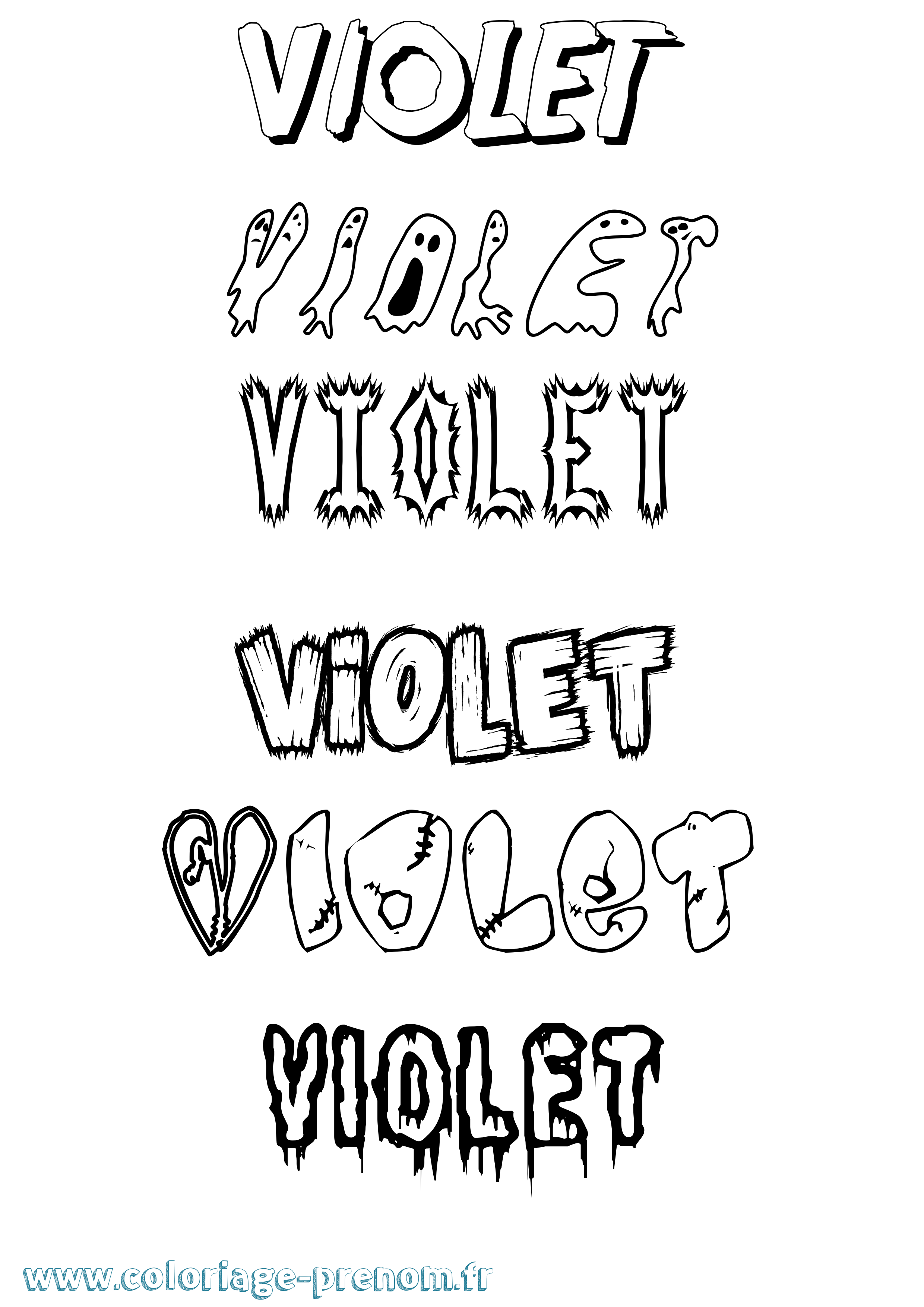 Coloriage prénom Violet Frisson