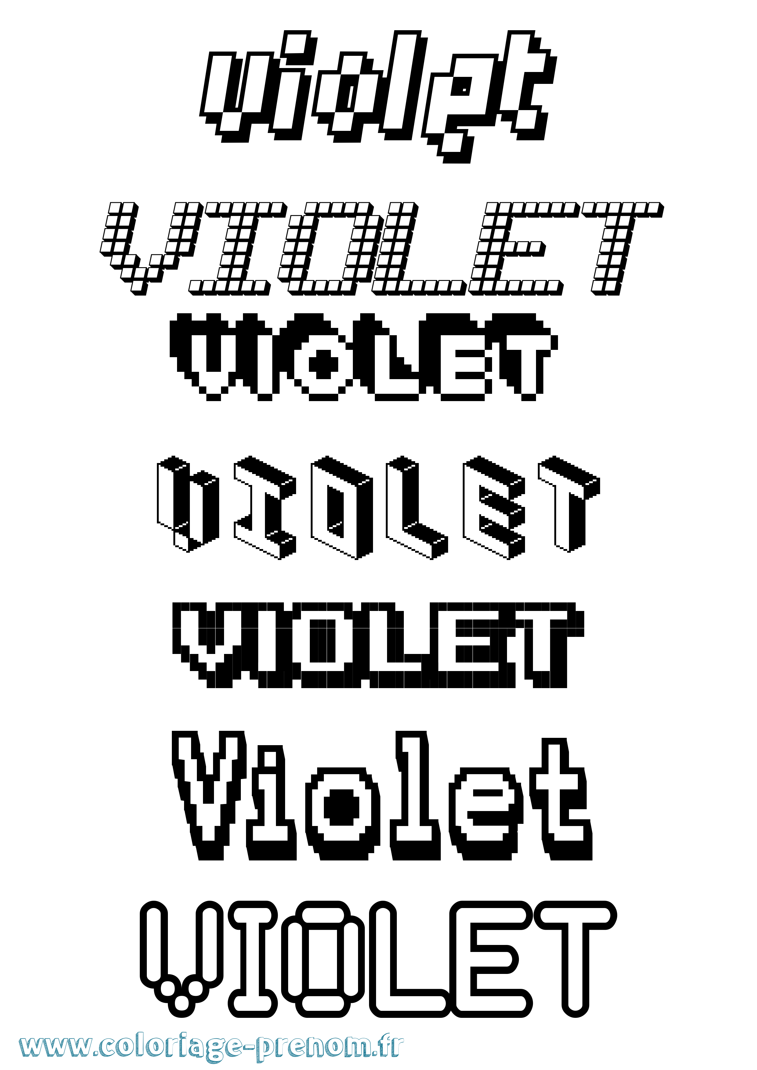 Coloriage prénom Violet Pixel