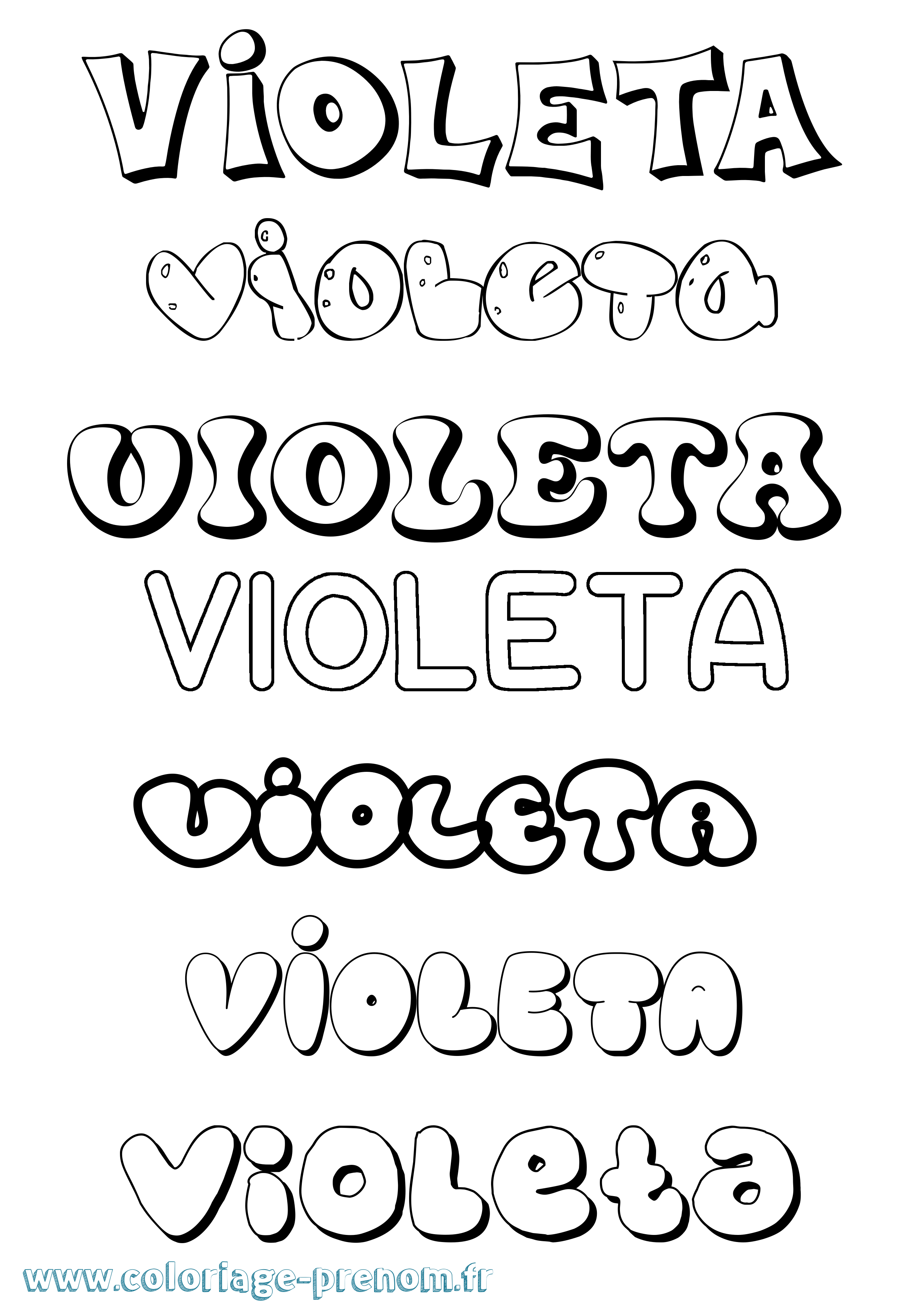 Coloriage prénom Violeta Bubble