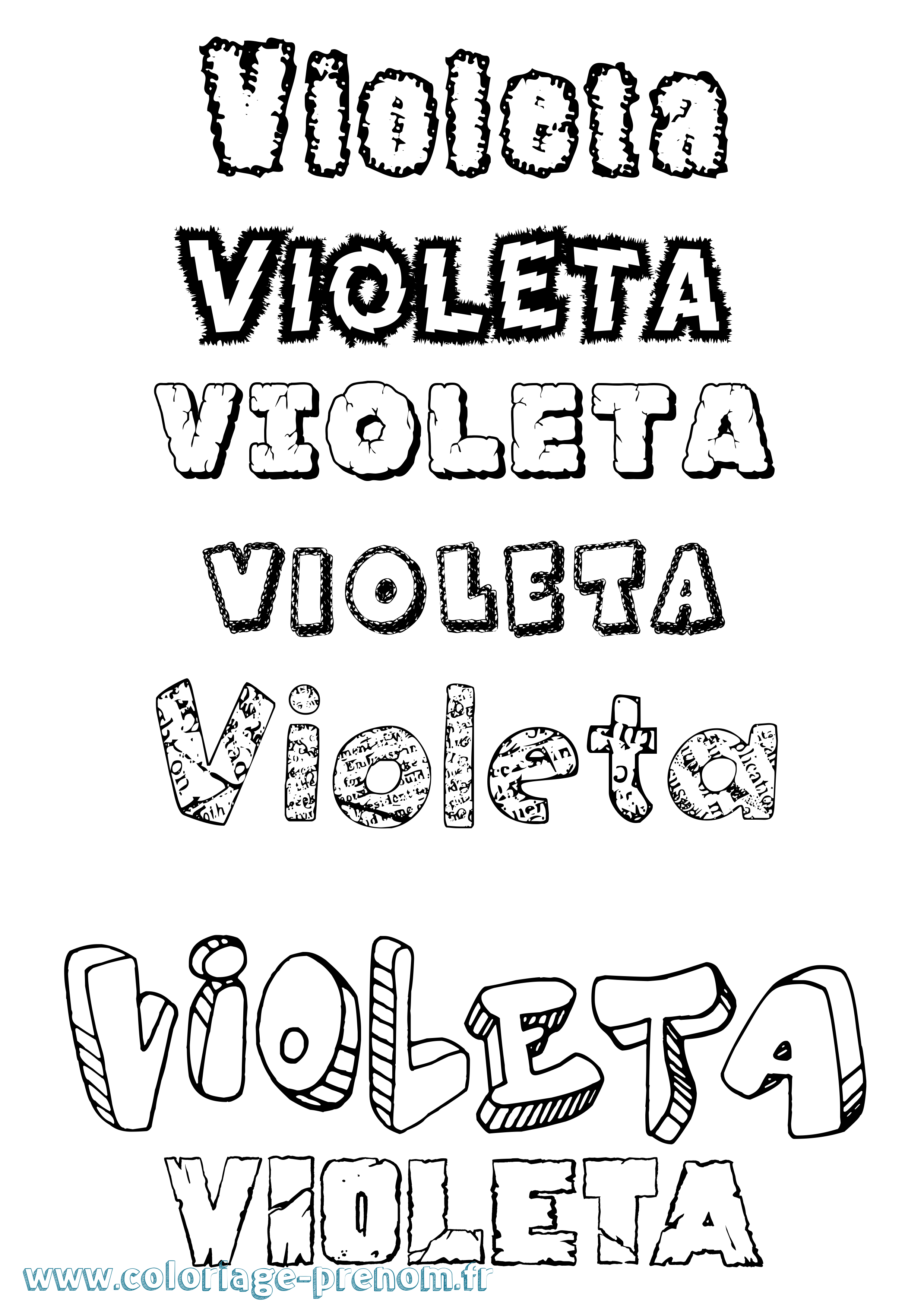 Coloriage prénom Violeta Destructuré