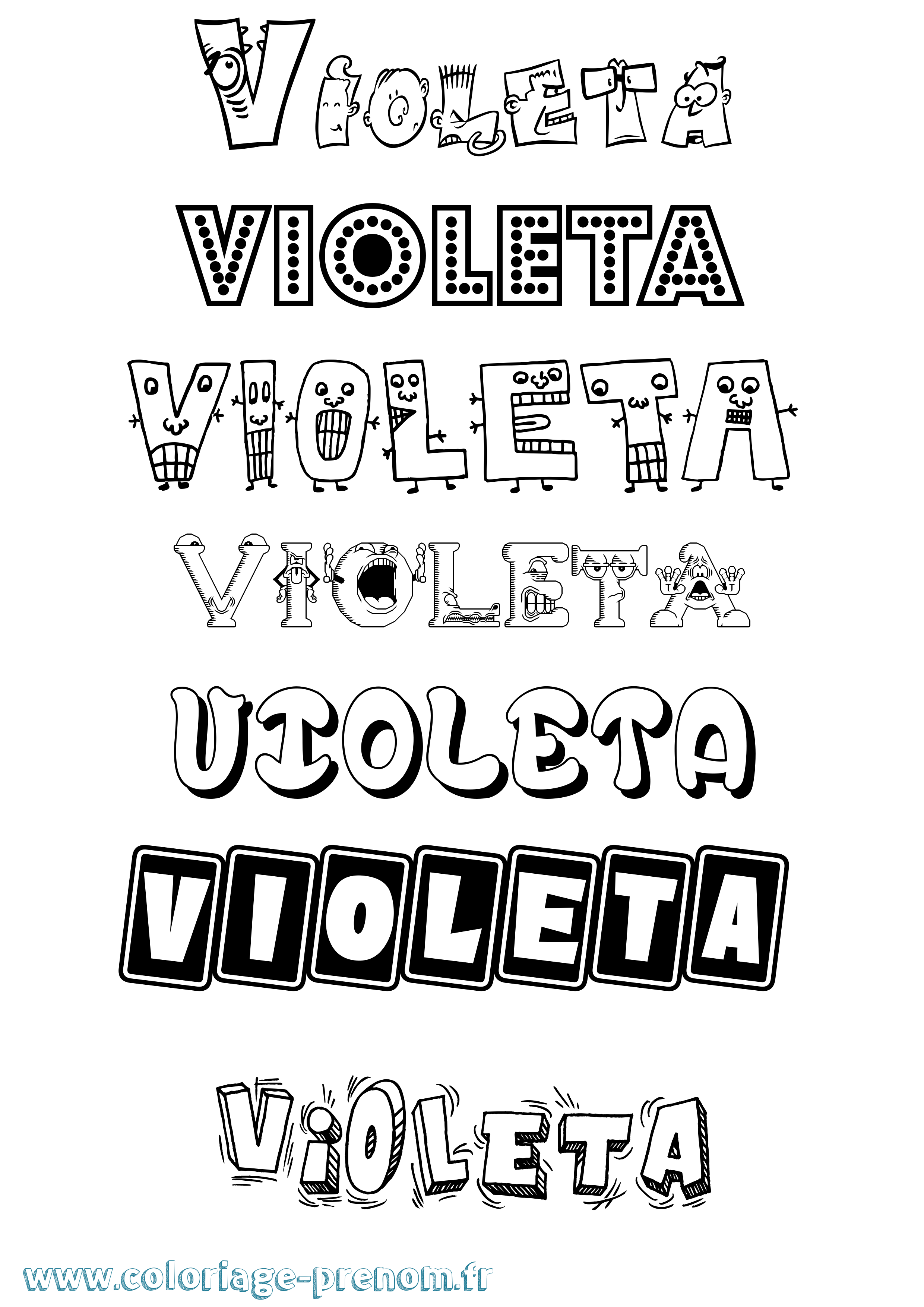 Coloriage prénom Violeta Fun