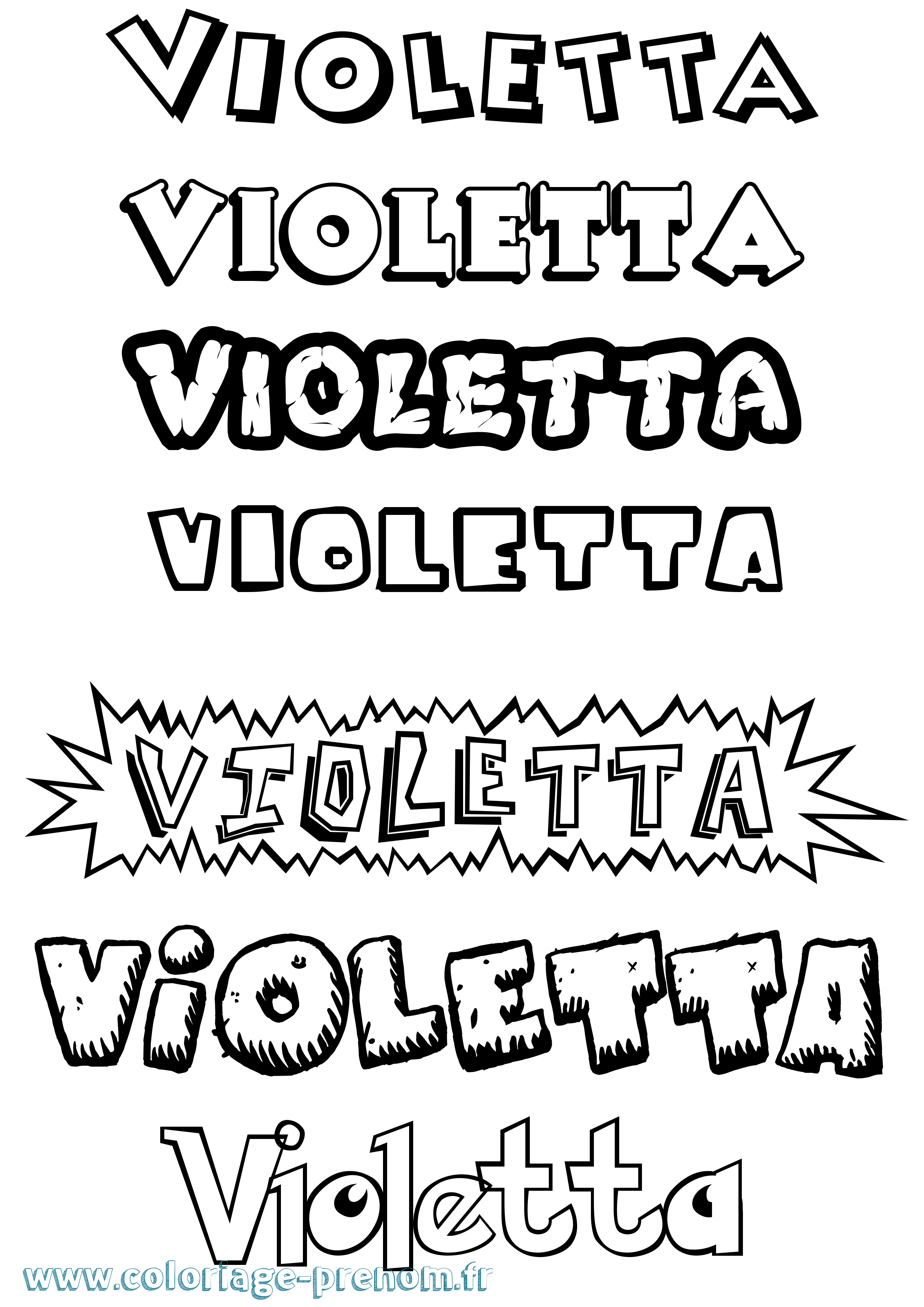 Coloriage prénom Violetta Dessin Animé