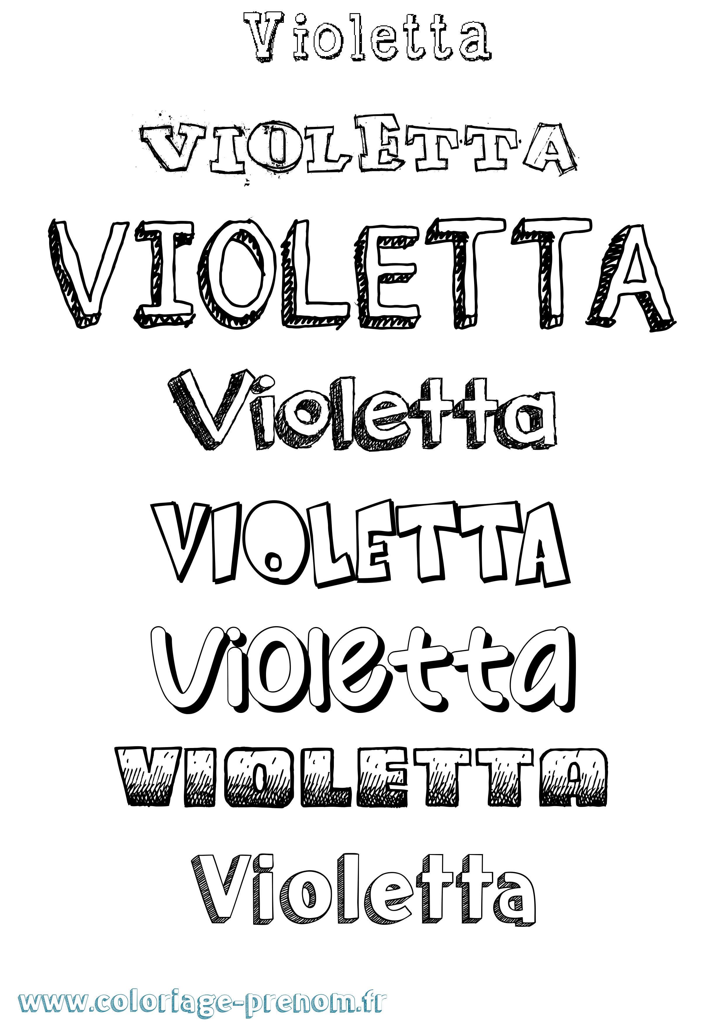 Coloriage prénom Violetta Dessiné