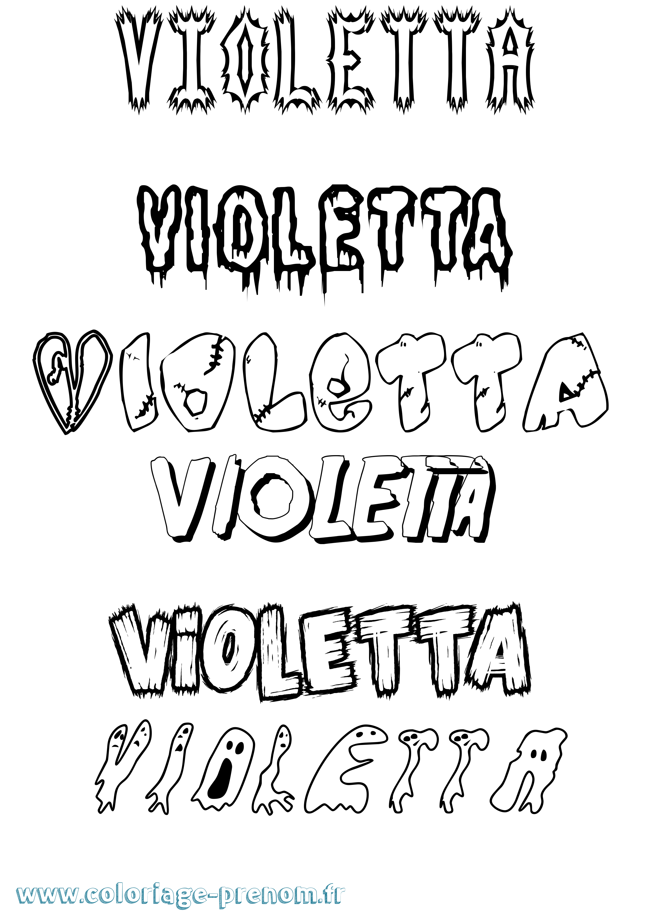 Coloriage prénom Violetta Frisson