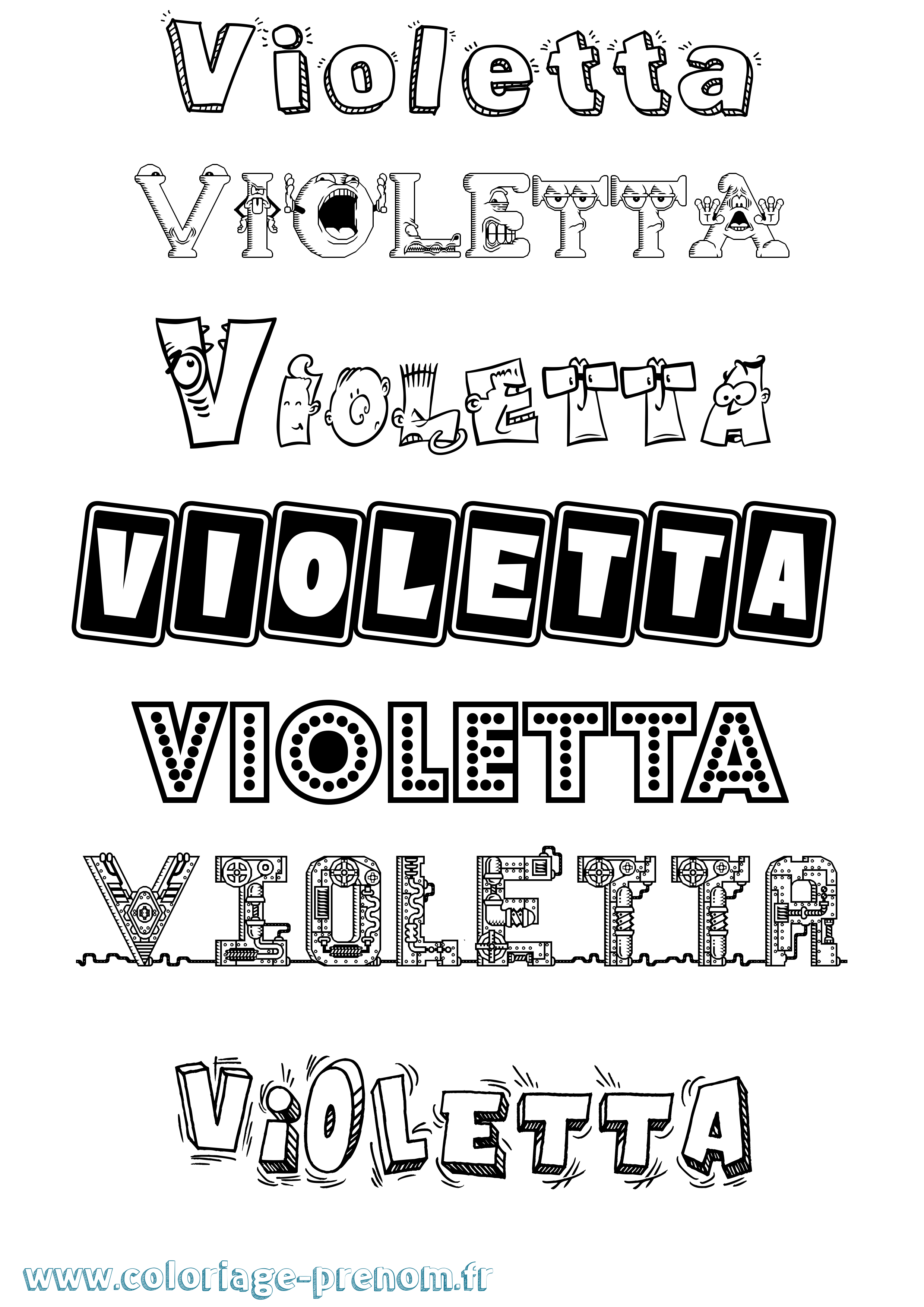 Coloriage prénom Violetta Fun