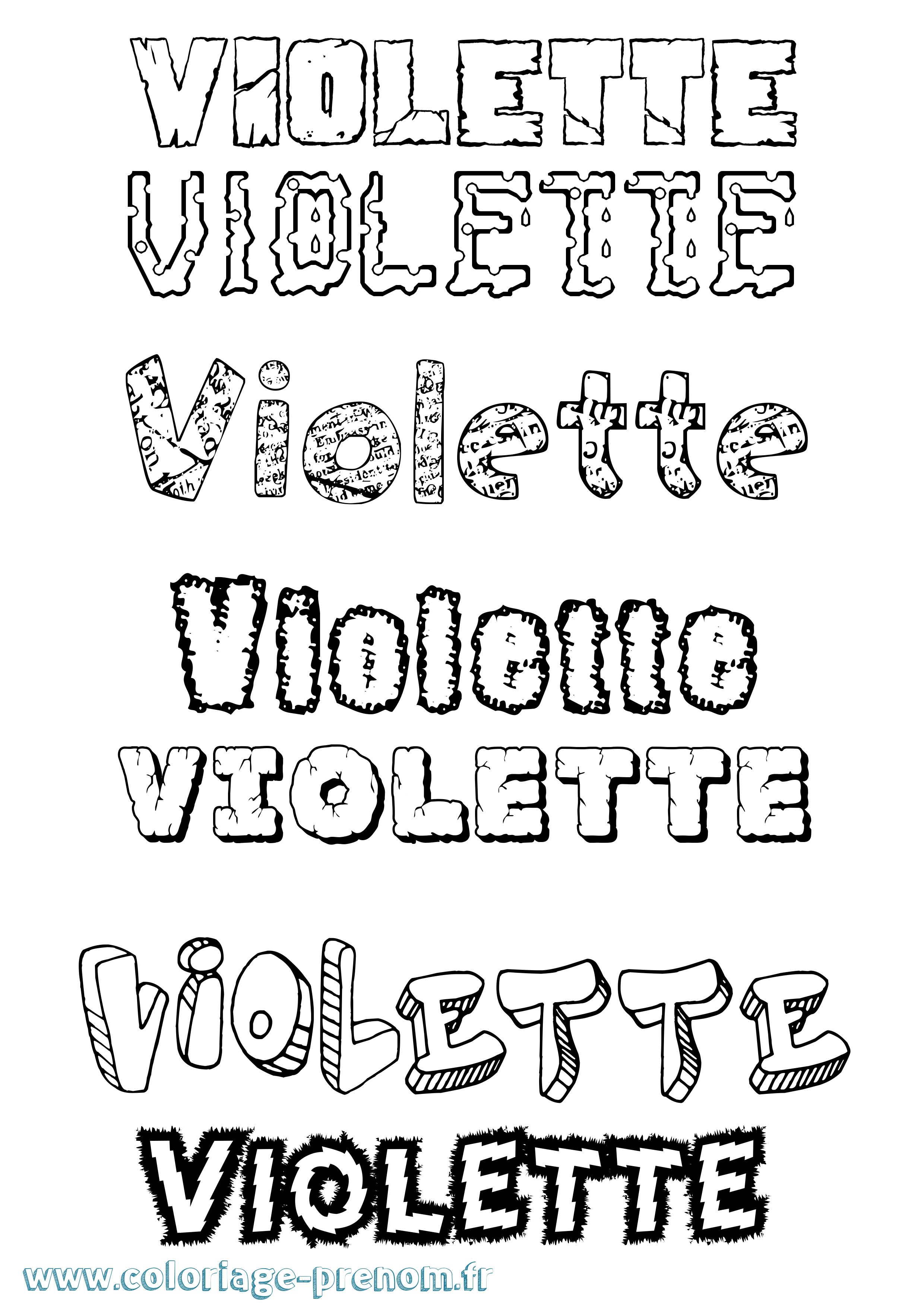 Coloriage prénom Violette