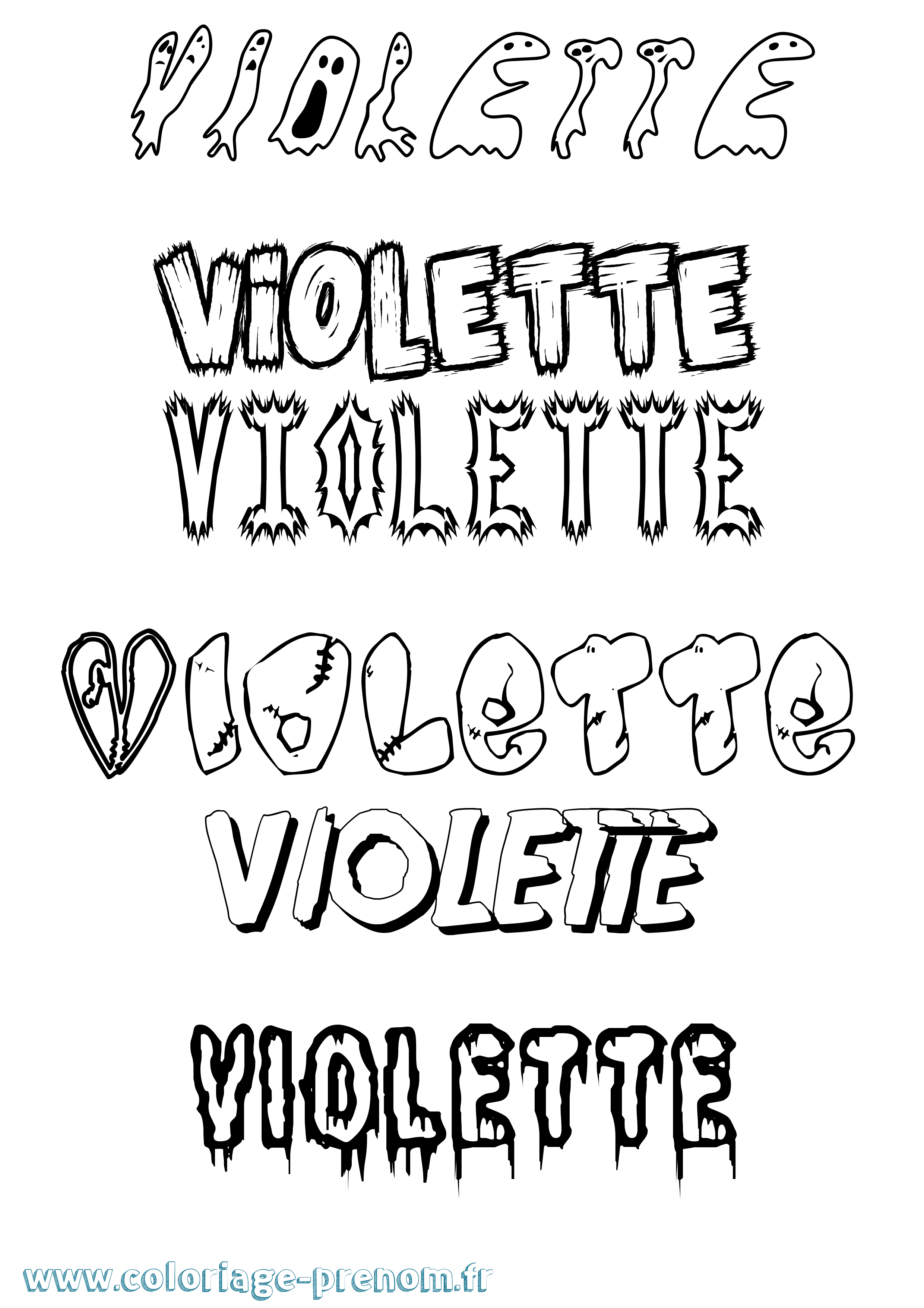Coloriage prénom Violette Frisson