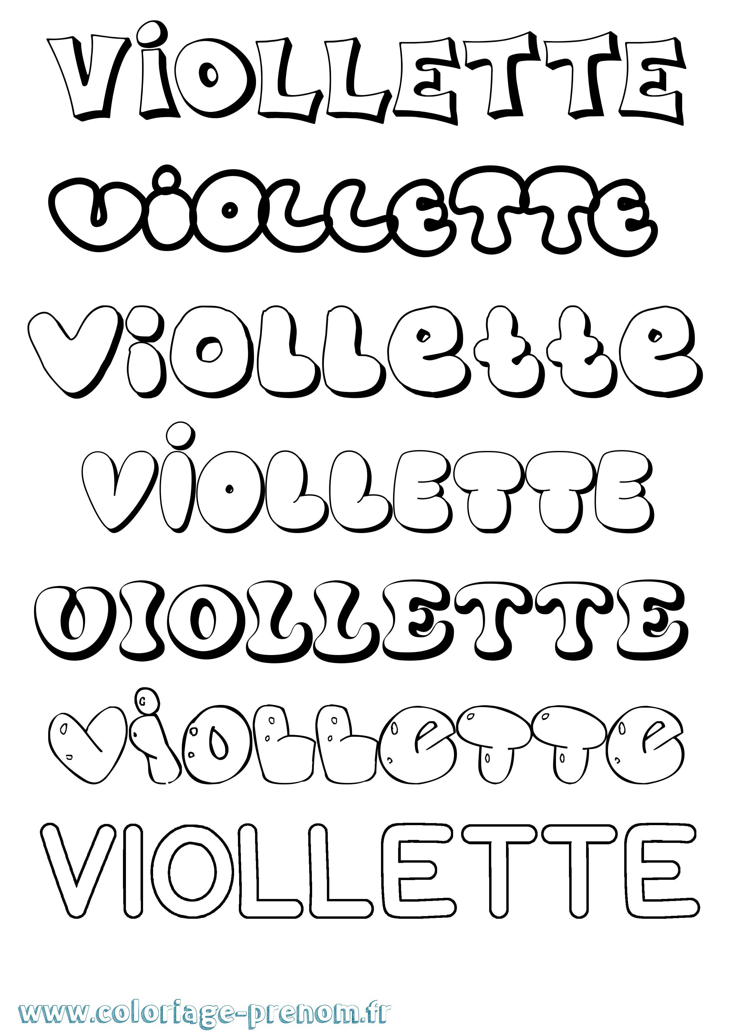 Coloriage Viollette Bubble Coloriage prénom Viollette Bubble