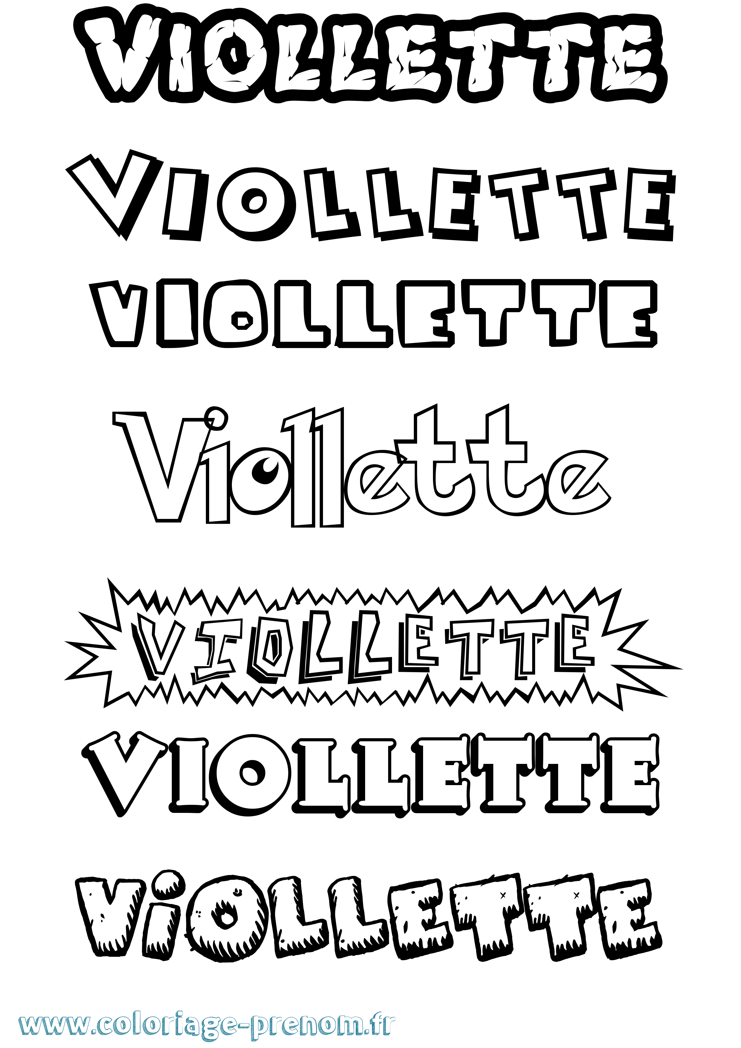 Coloriage Viollette Dessin Animé Coloriage prénom Viollette Dessin Animé