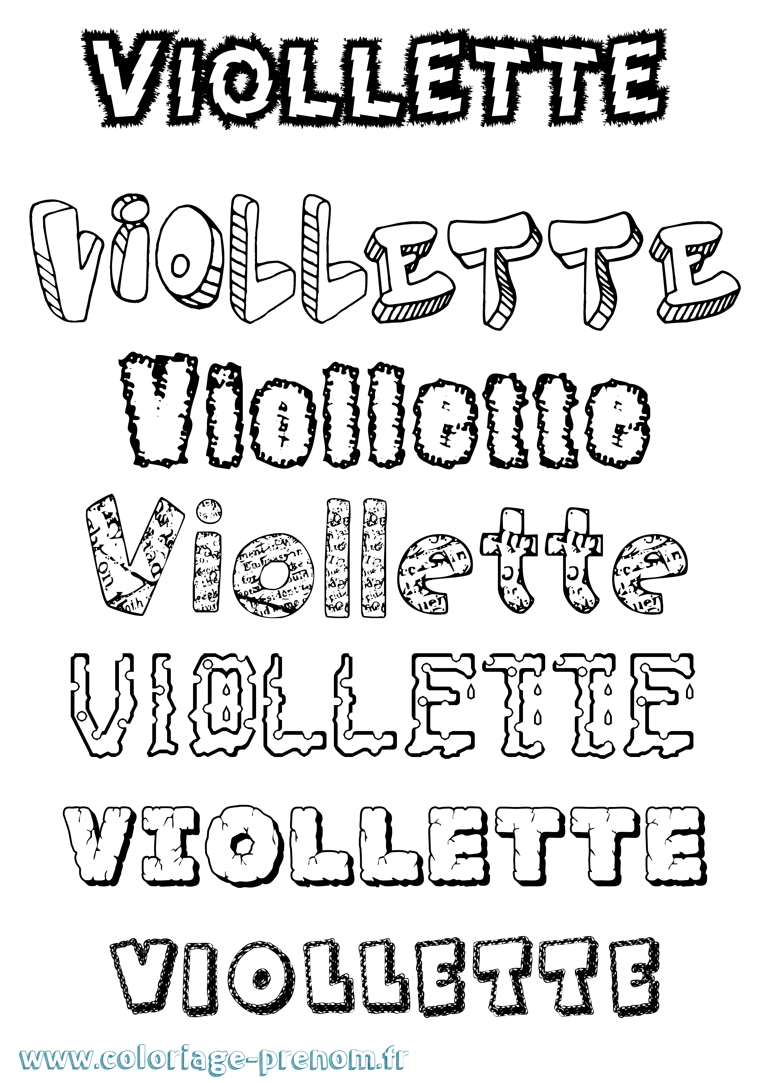 Coloriage Viollette Destructuré Coloriage prénom Viollette Destructuré